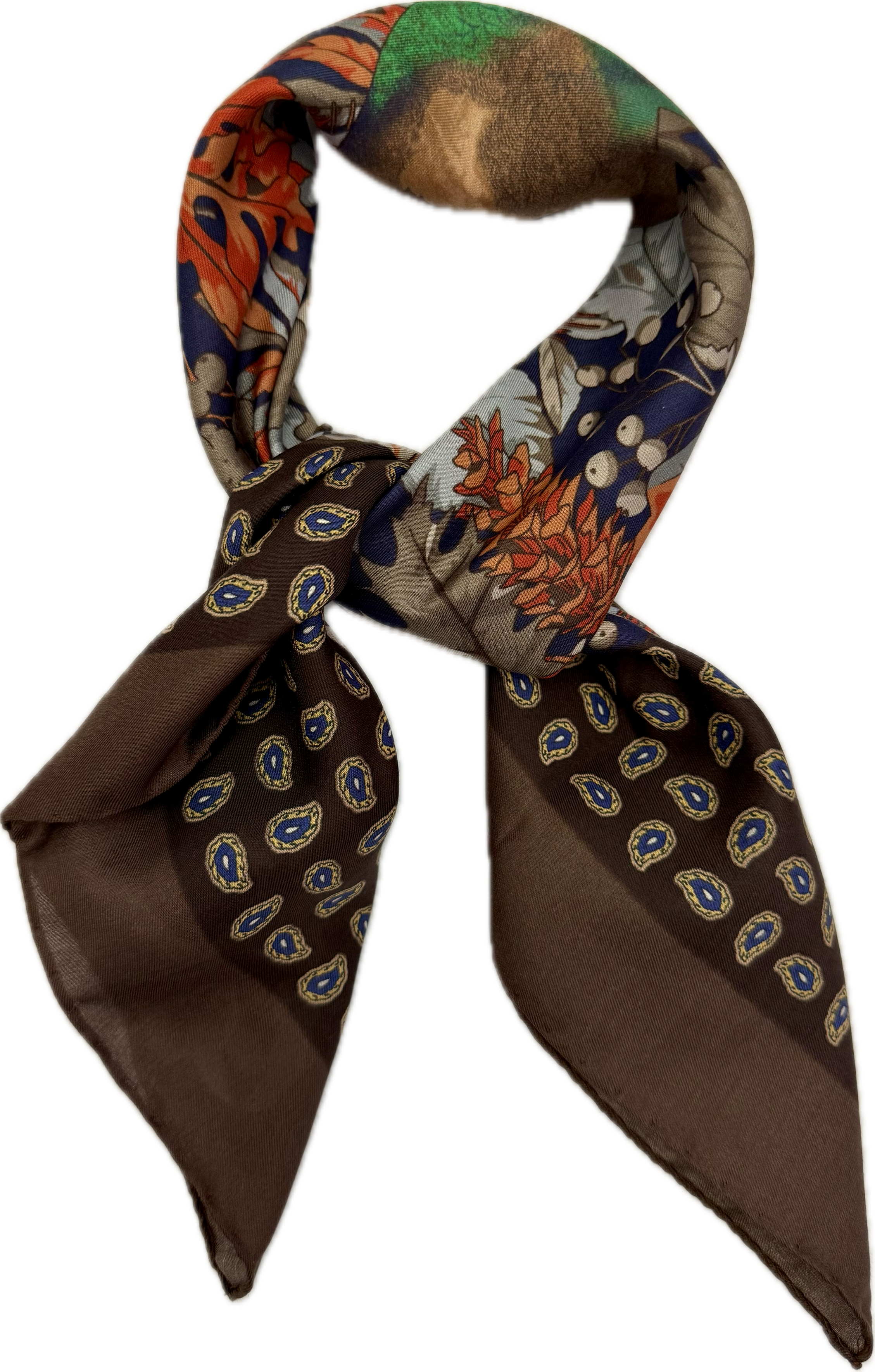 Sciarpa bandana cotone seta beccaccia marrone Fefè