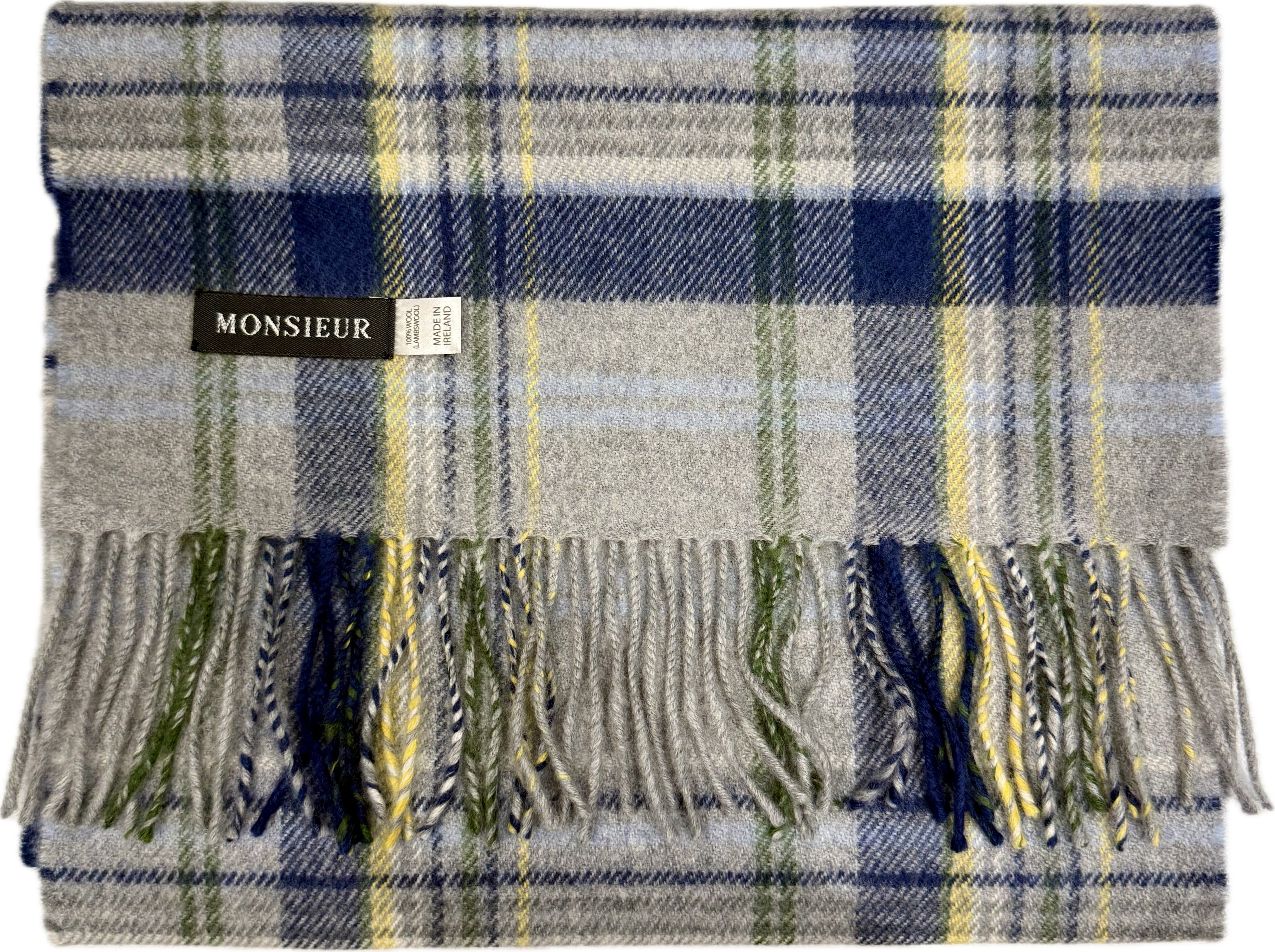 Sciarpa check luxury wool grigia blu gialla Monsieur