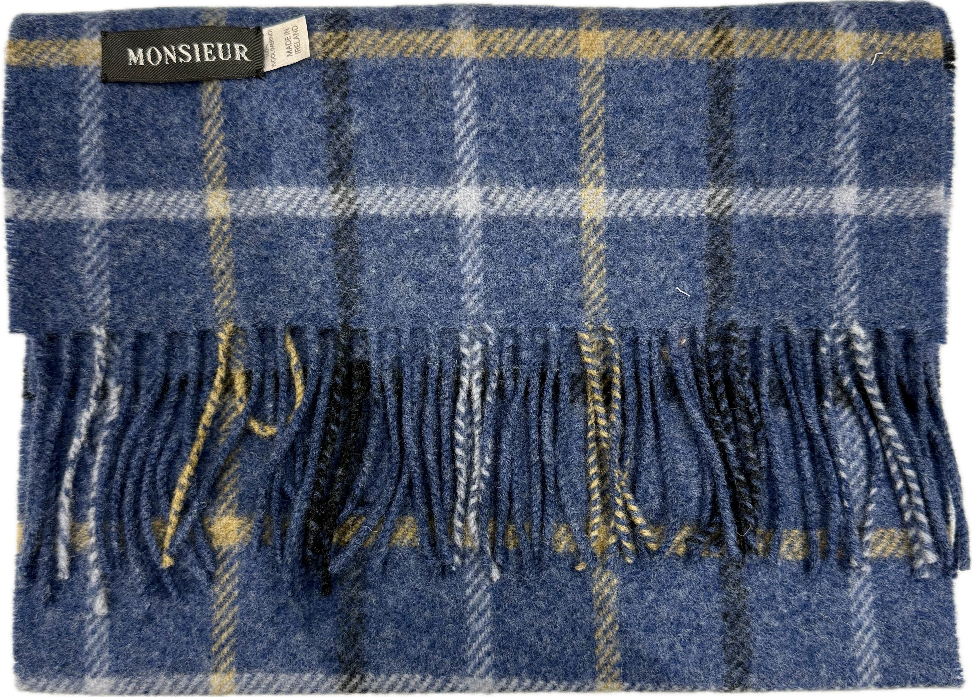 Sciarpa lambswool check avio grigia gialla Monsieur