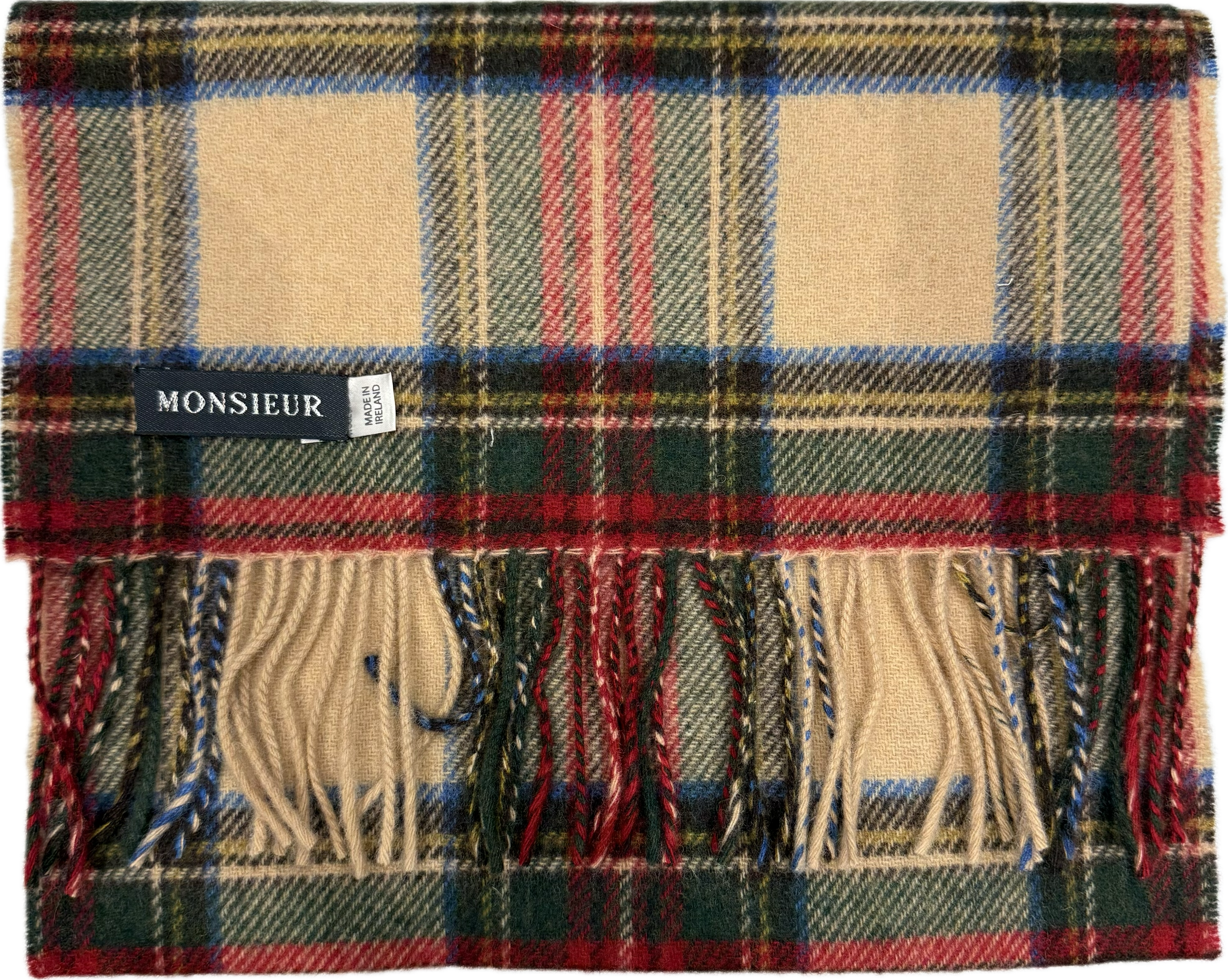 Sciarpa lambswool check cammello rossa verde oliva Monsieur