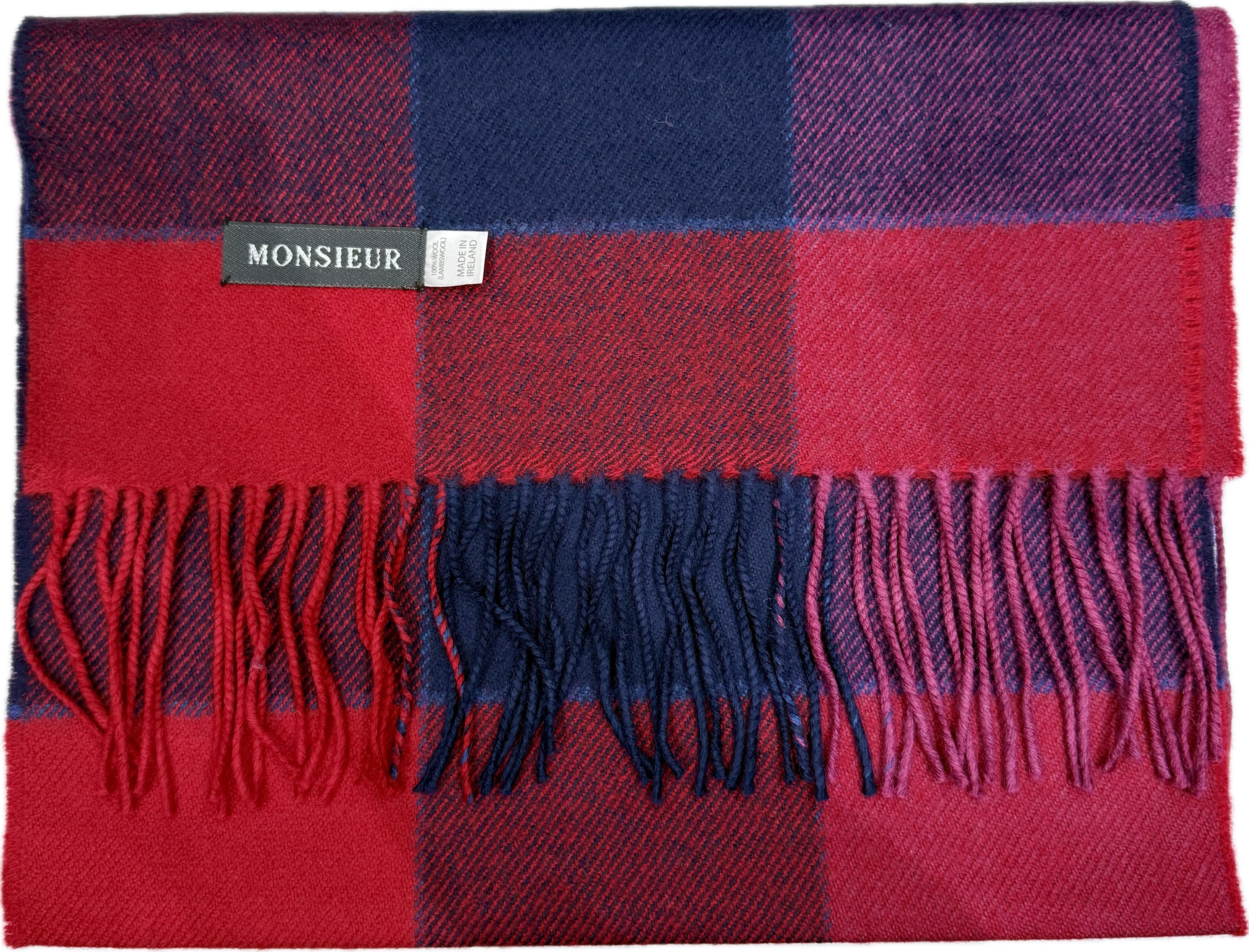 Sciarpa check luxury wool rossa blu pink Monsieur