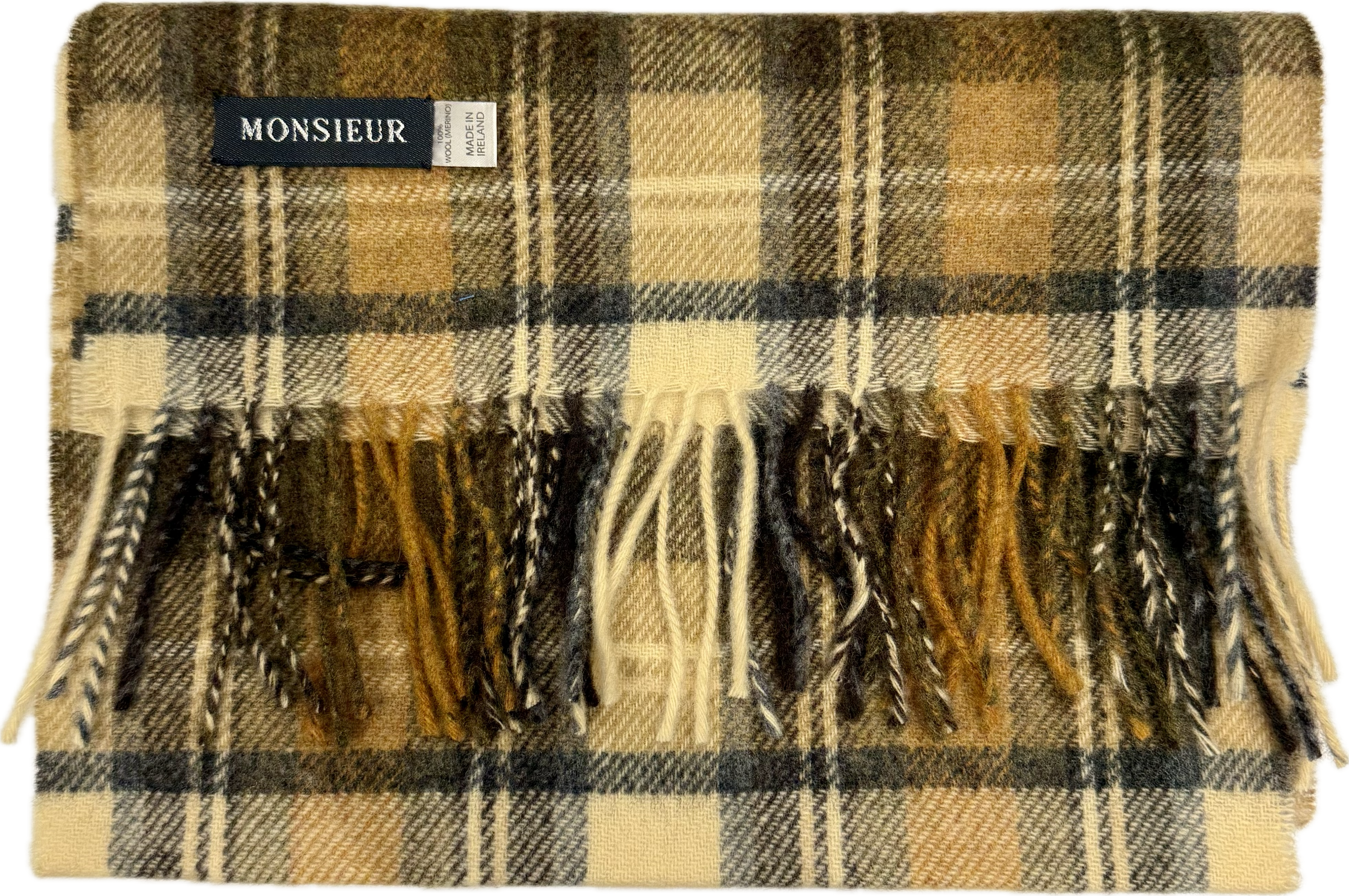 Sciarpa lambswool check beige senape grigia Monsieur