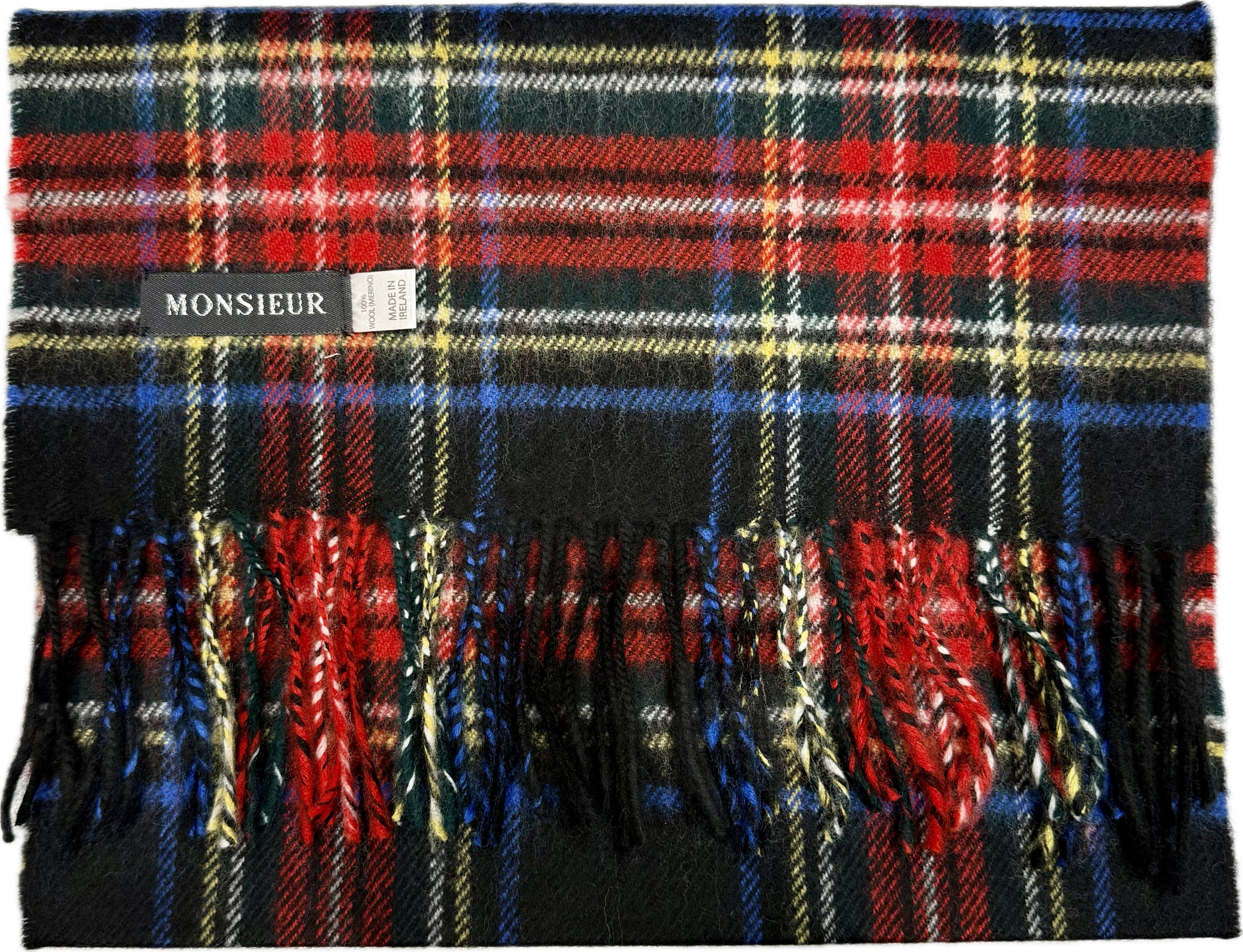 Sciarpa check luxury wool nera rossa gialla royal Monsieur