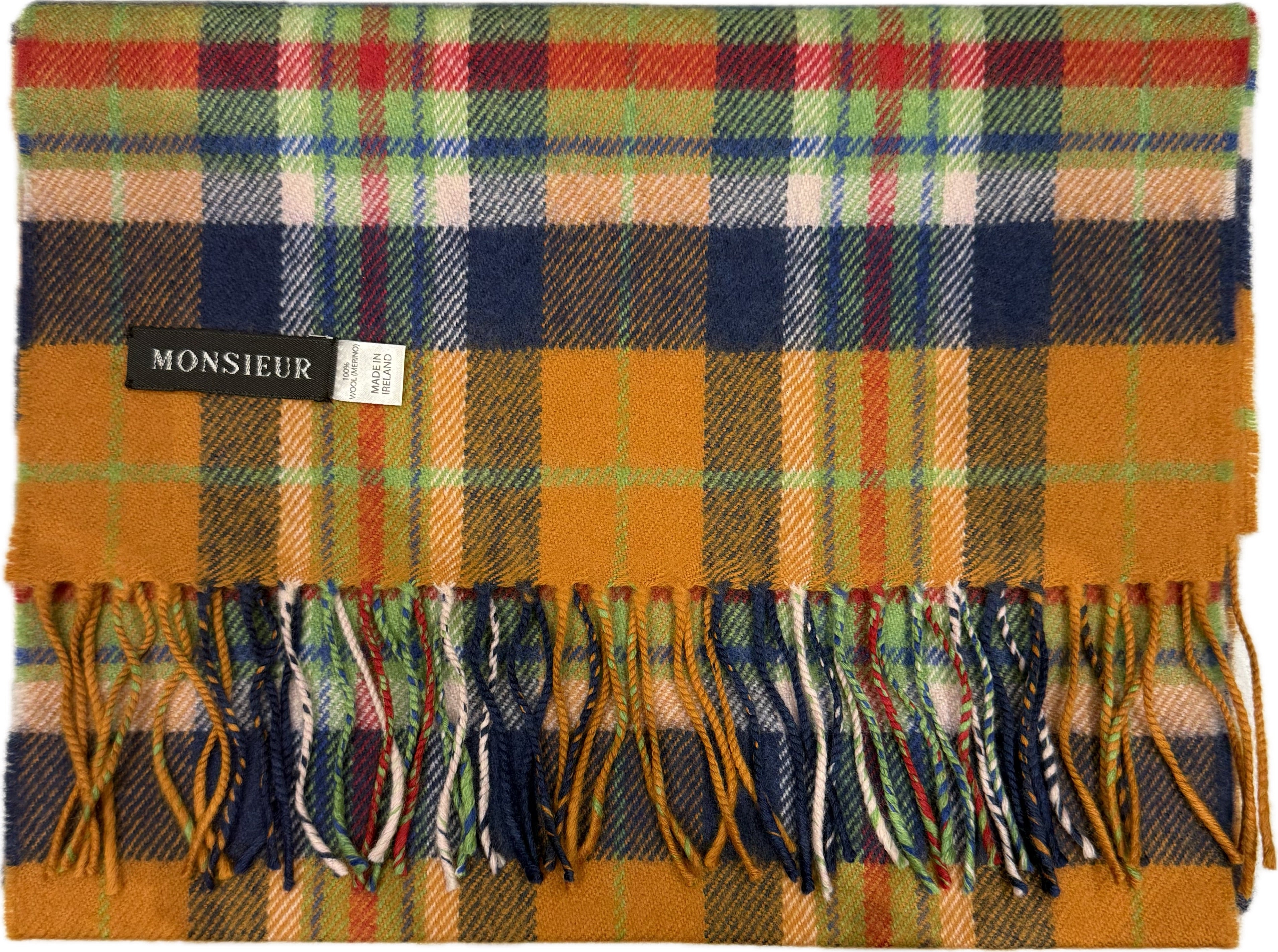 Sciarpa check luxury wool arancione blu verde rossa Monsieur