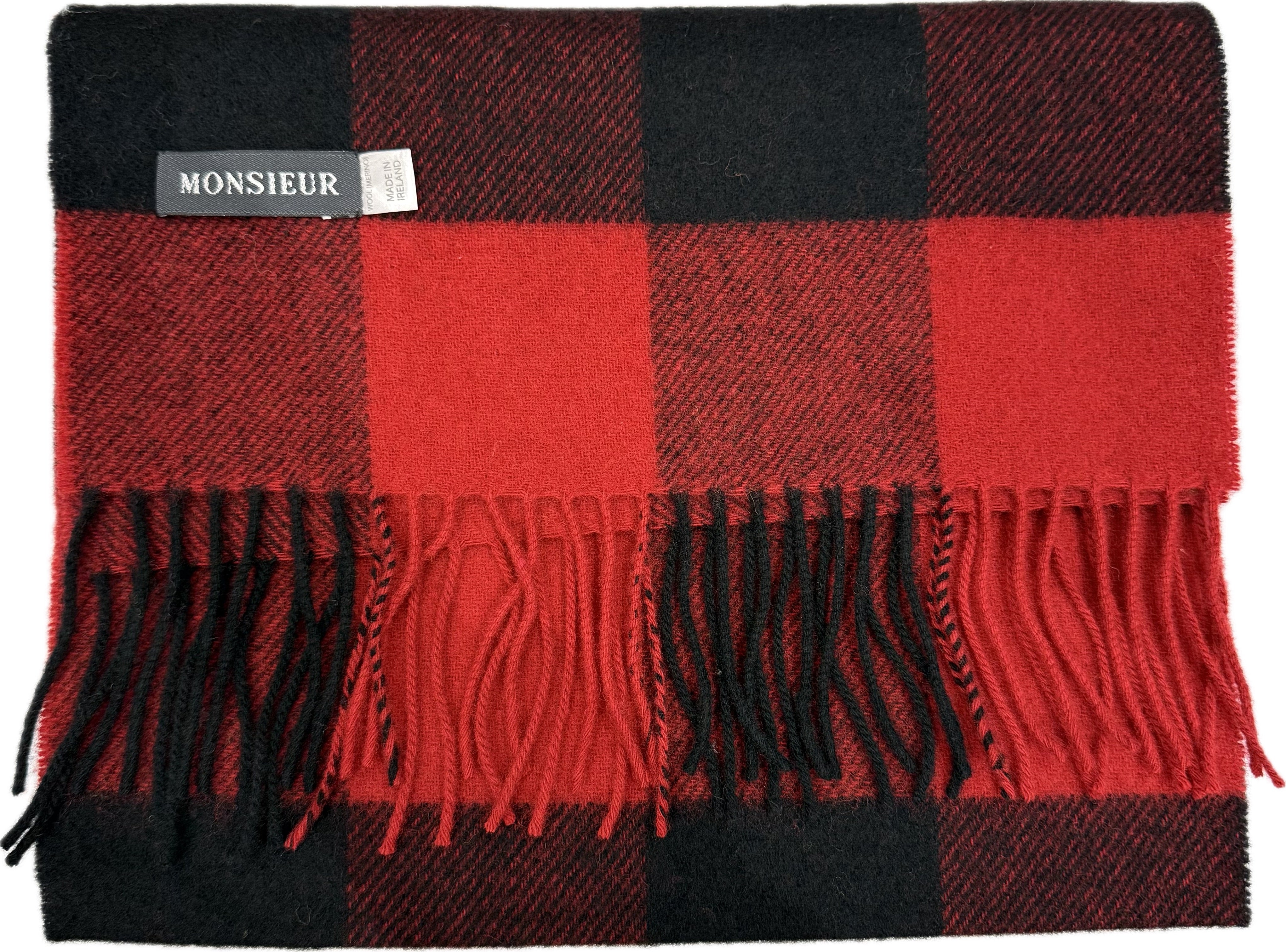 Sciarpa lambswool check rossa nera Monsieur