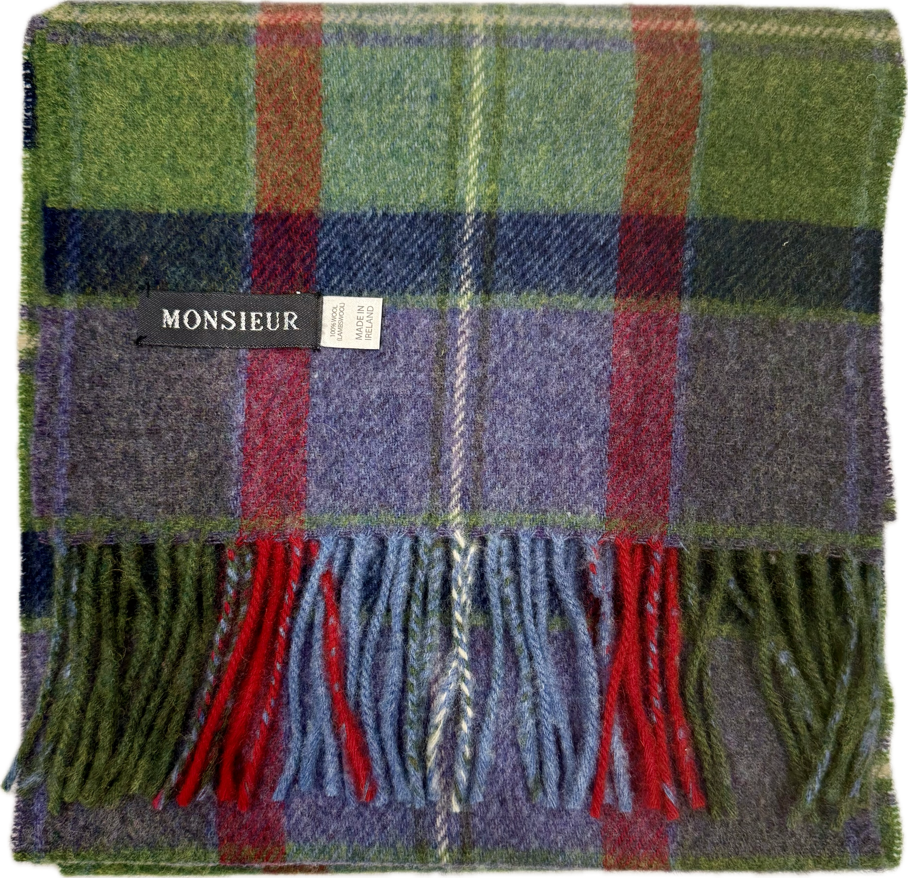 Sciarpa lambswool check verde blu rosso lilla Monsieur