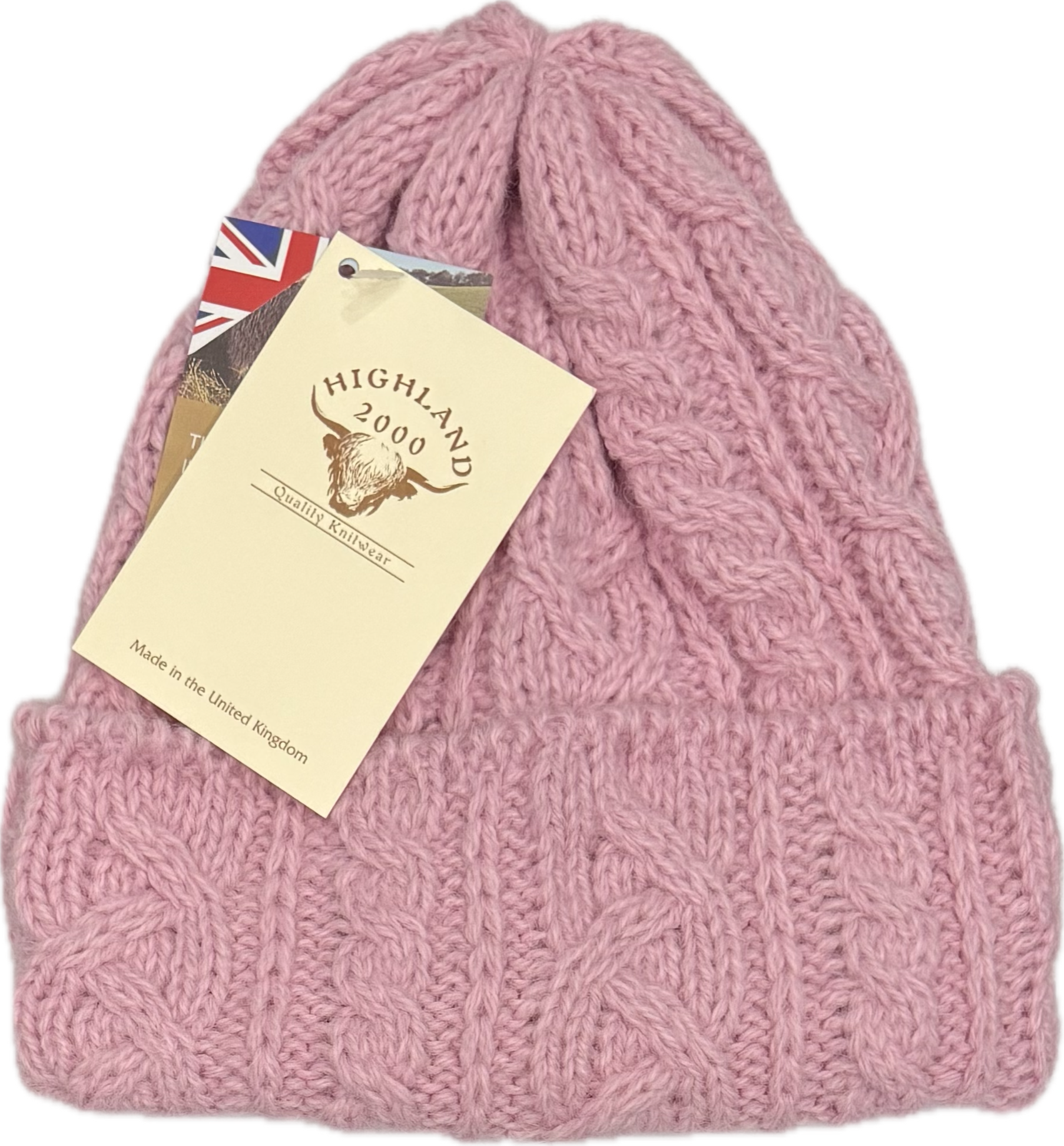 Cuffia treccia alpaca rosa chiaro Highland2000