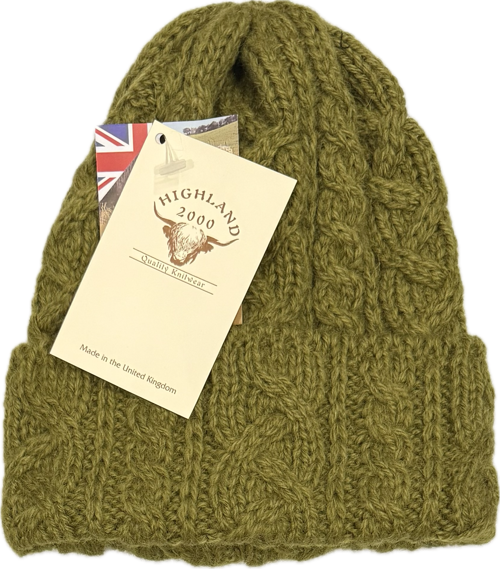 Cuffia treccia alpaca khaki Highland2000