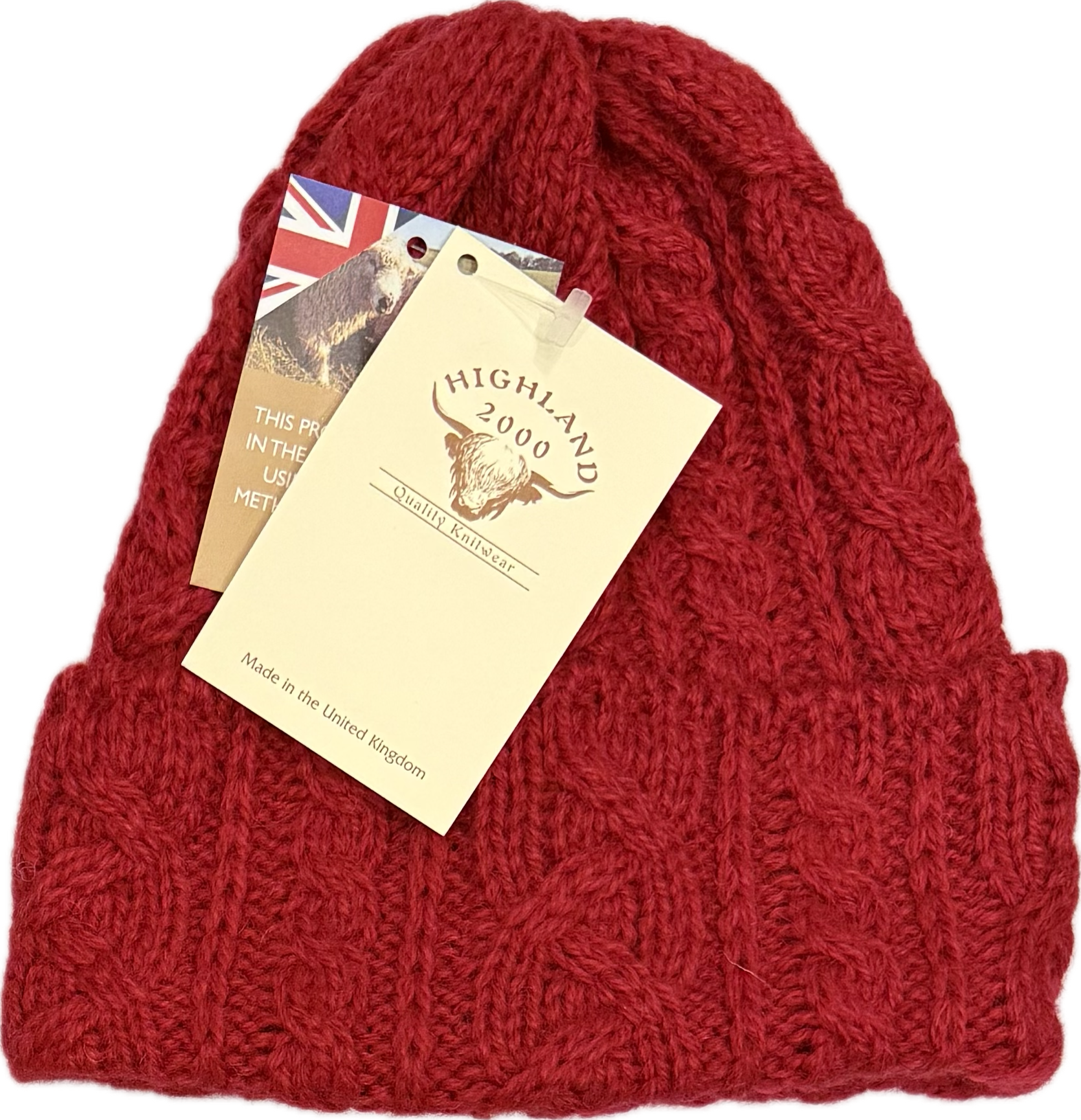 Cuffia treccia alpaca rossa Highland2000
