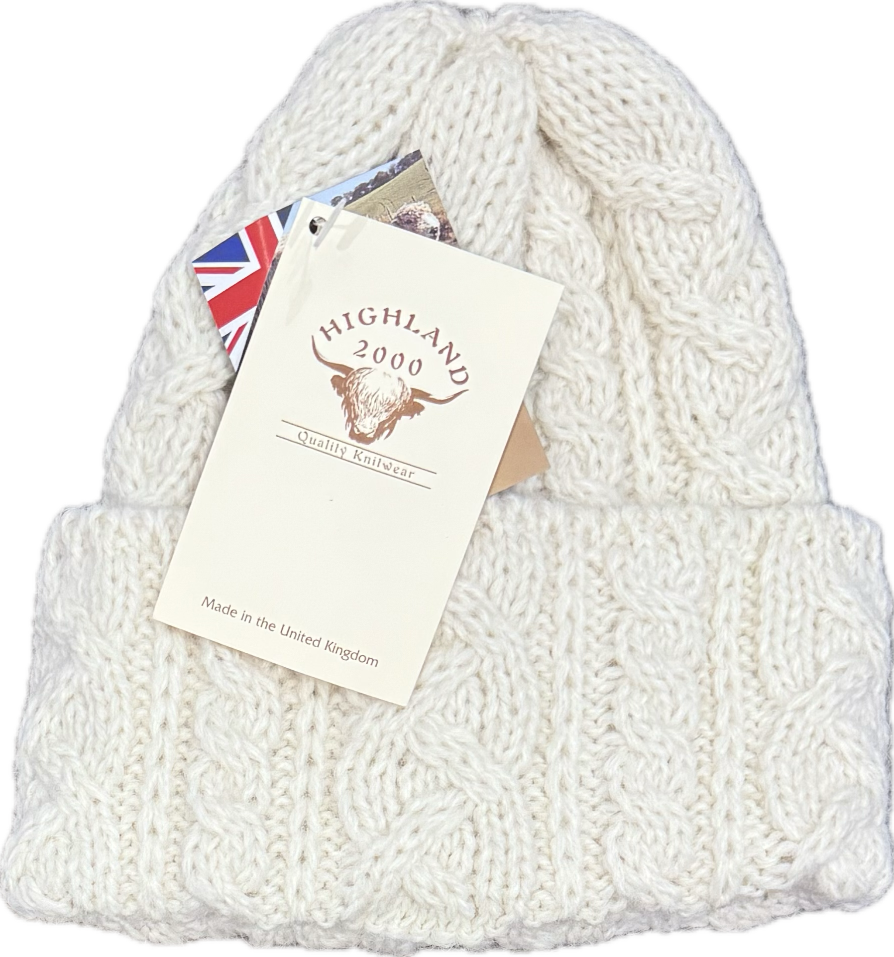 Cuffia treccia alpaca bianca Highland2000