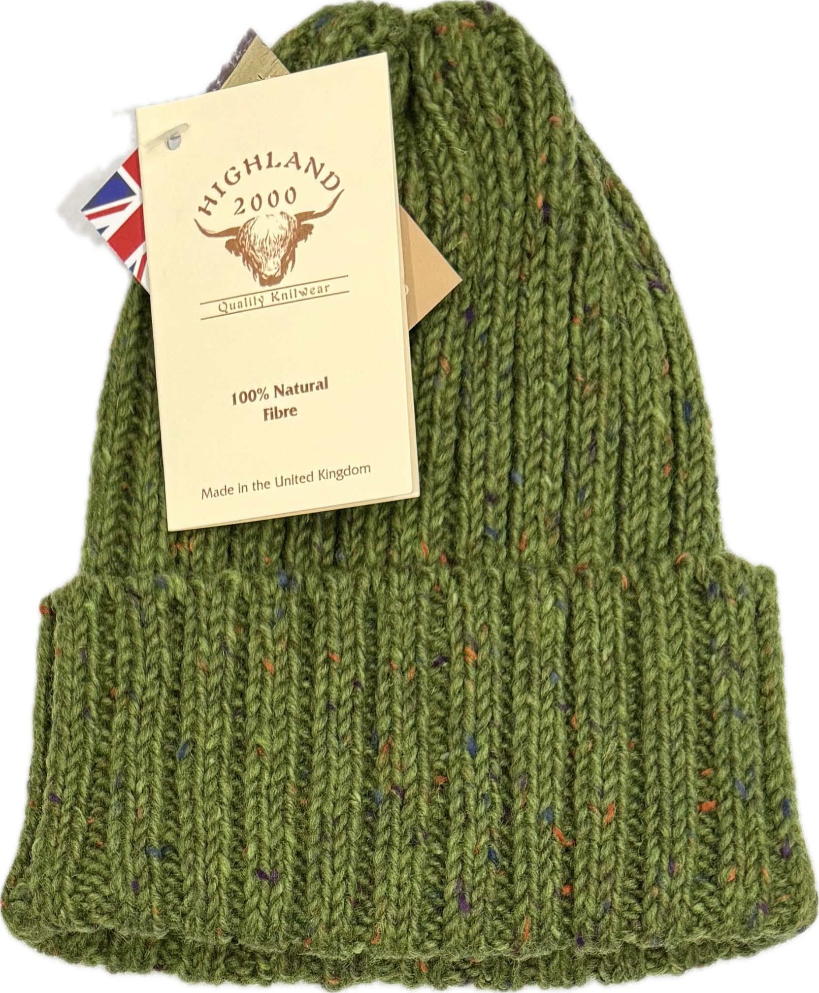 Cuffia coste donegal lana verde chiaro Highland2000