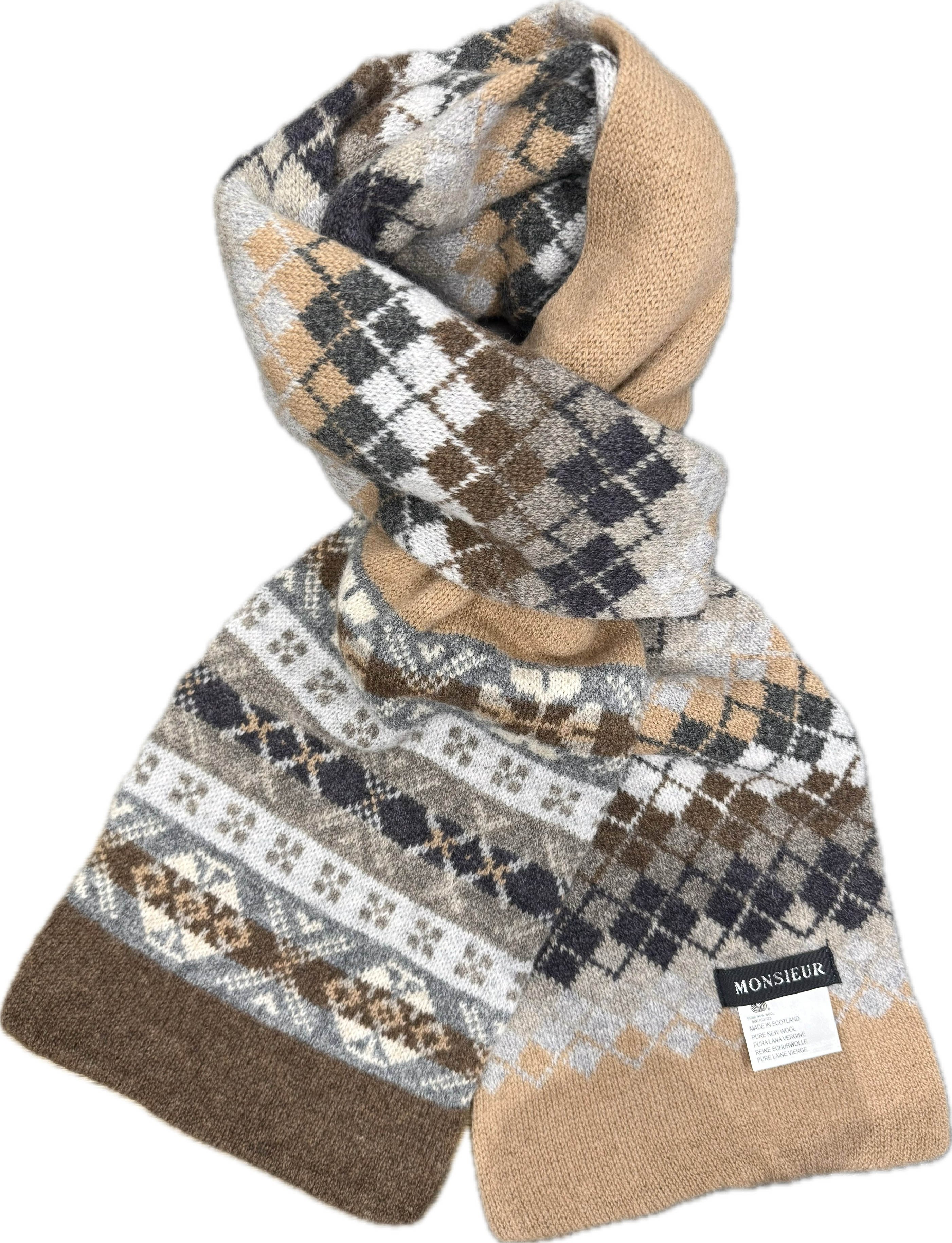 Sciarpa tubolare lambswool beige marrone grigia Monsieur