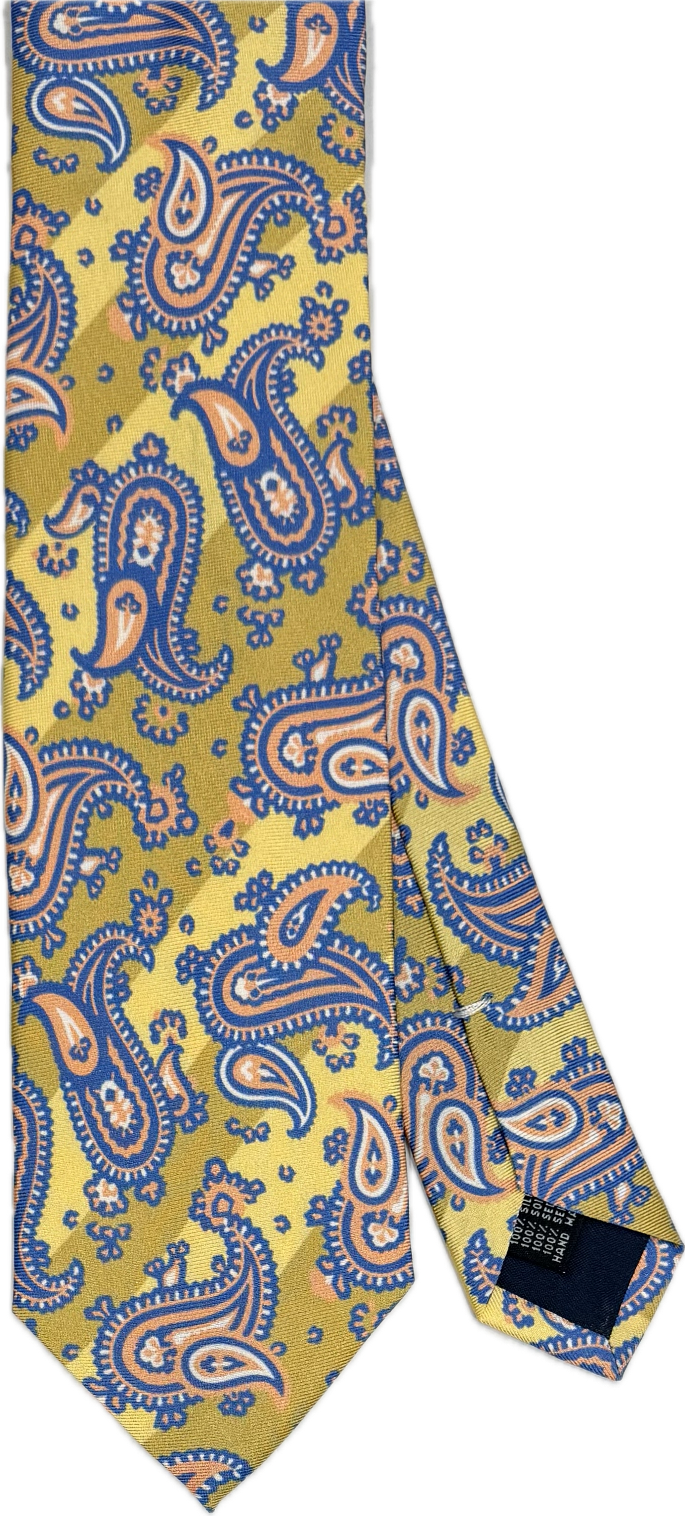 Cravatta seta fantasia regimental paisley gialla Monsieur