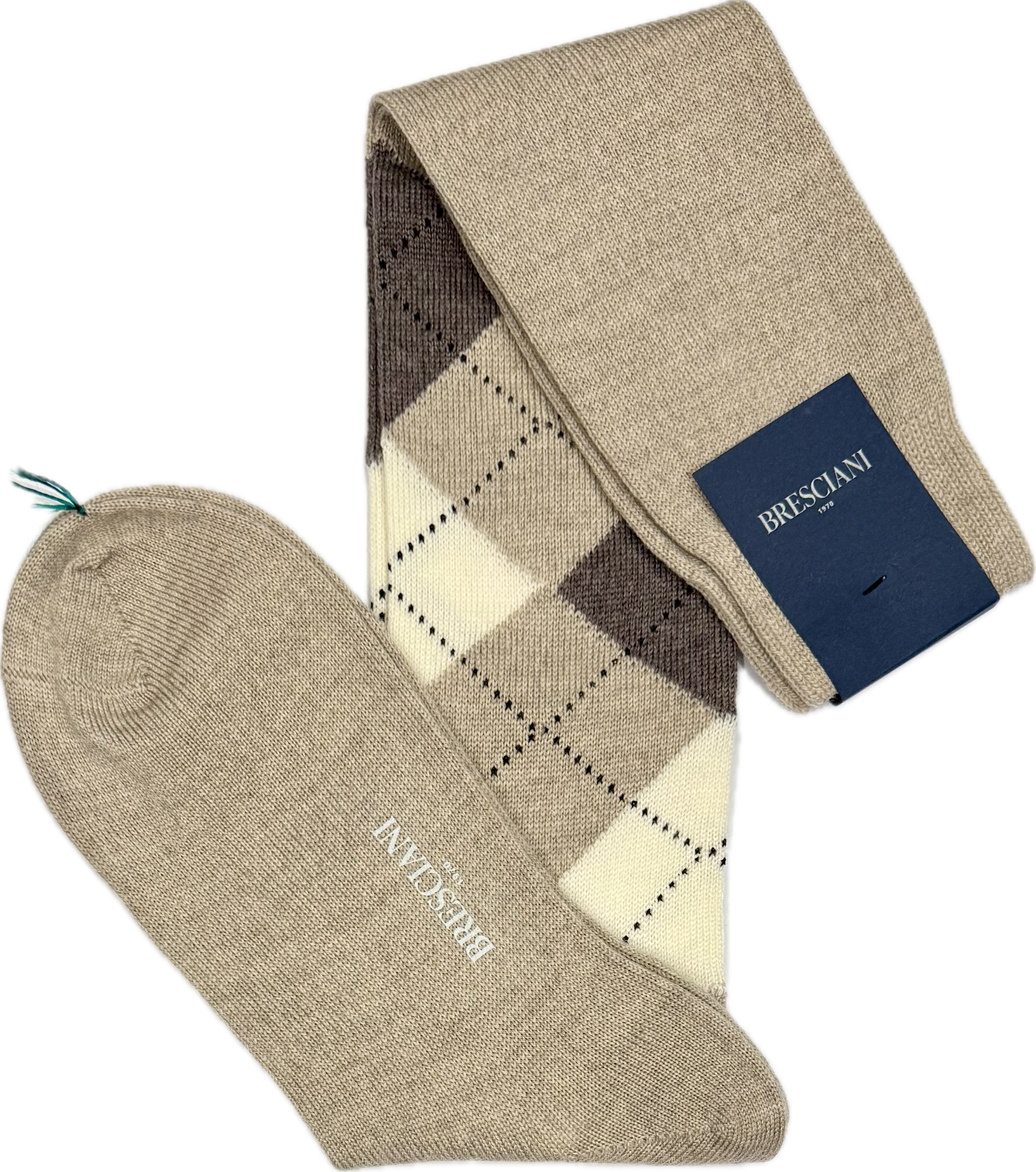 Calze lana argyle brown Bresciani