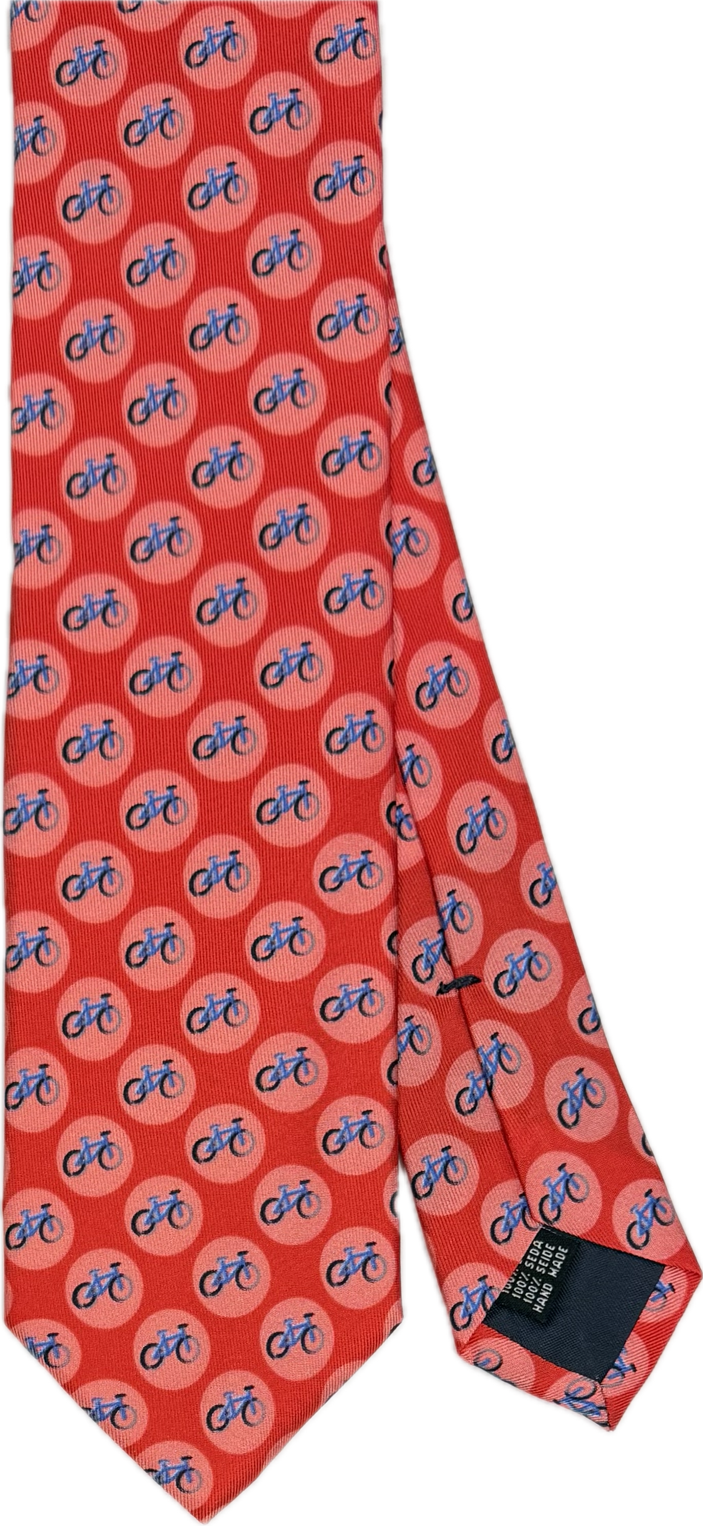Cravatta seta fantasia dot biciclette rossa Monsieur