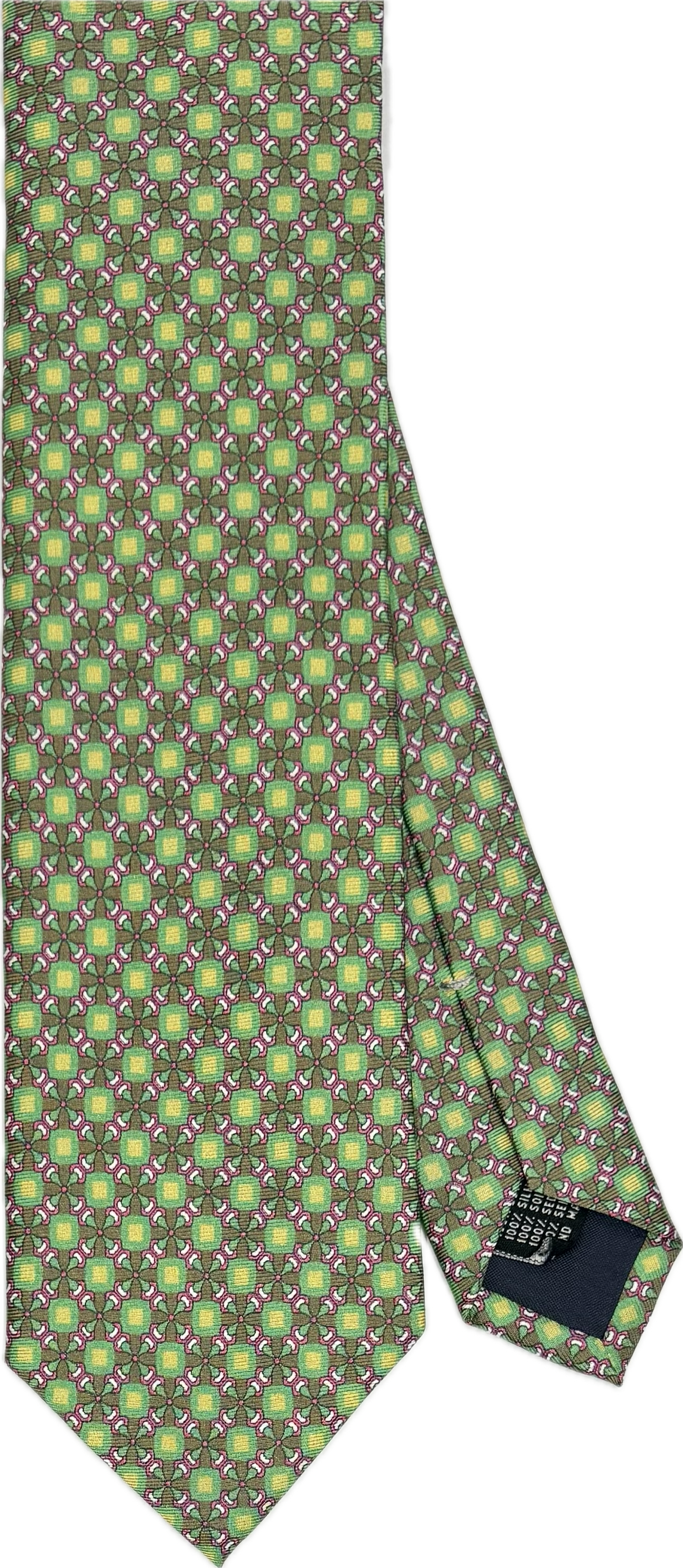 Cravatta seta micro fantasia verde Monsieur