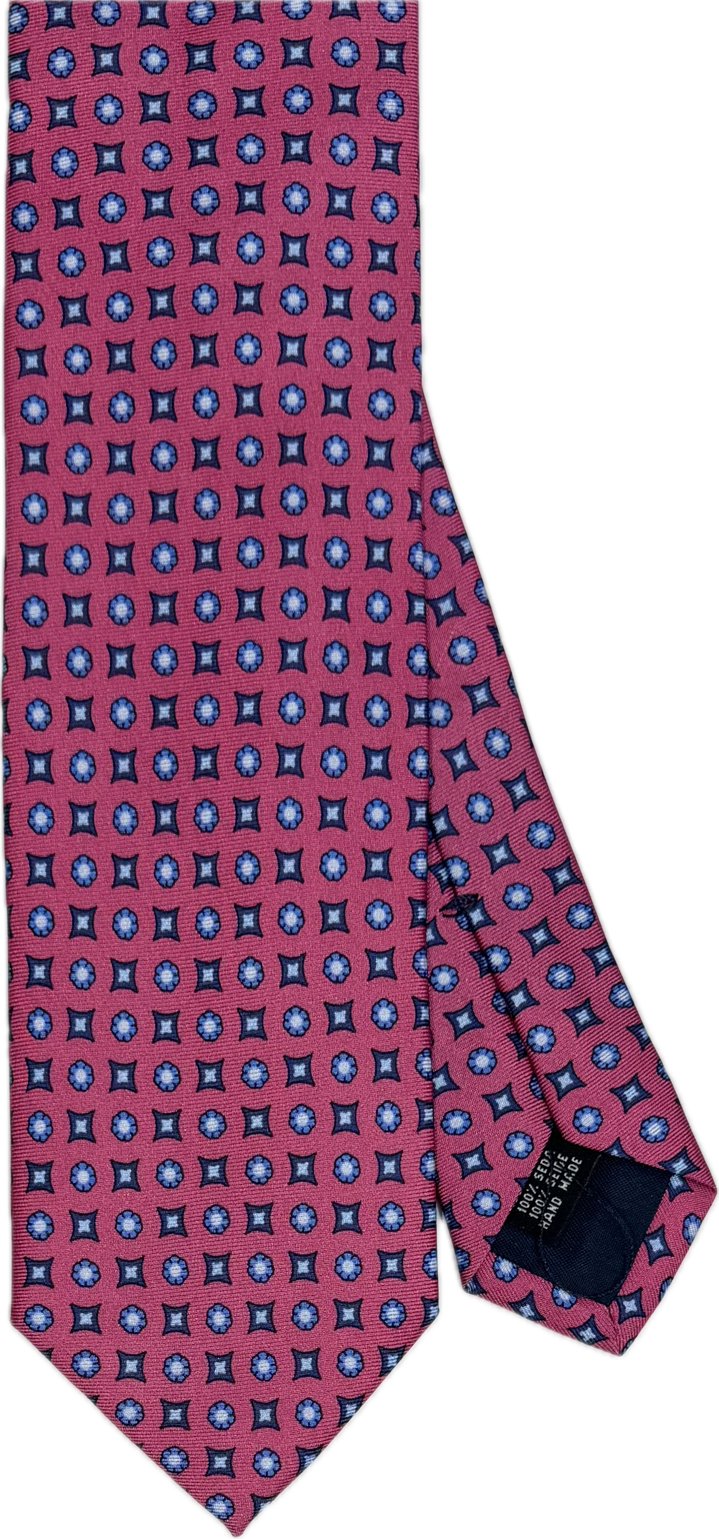 Cravatta seta pink fantasia quadrato fiore Monsieur