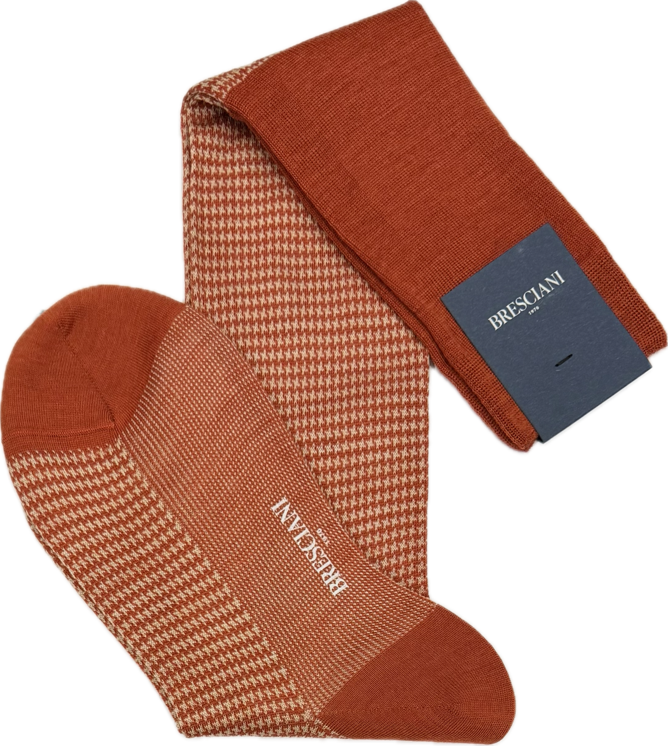 Calze lana pied de poule ruggine cammello Bresciani