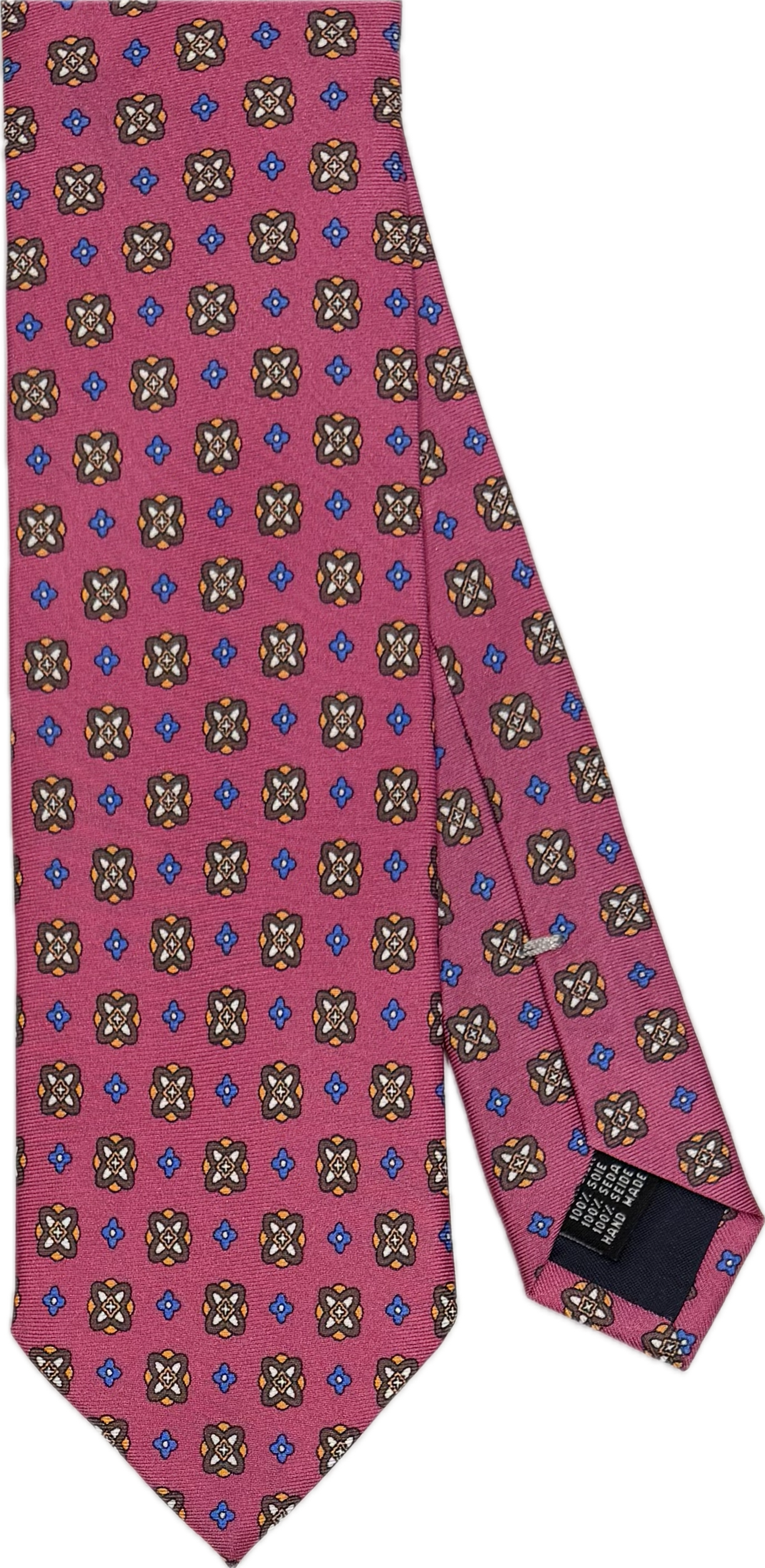 Cravatta seta fantasia pink marrone Monsieur