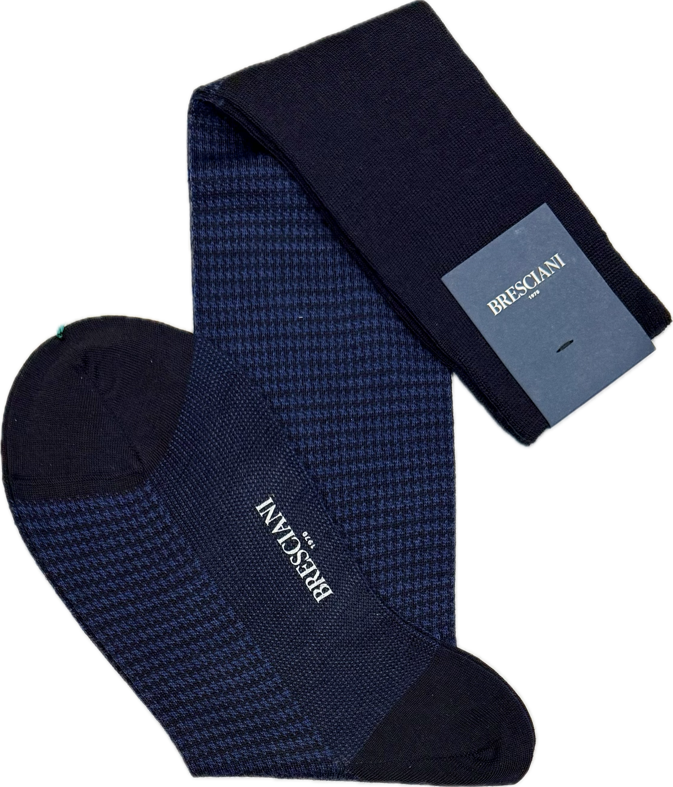 Calze lana pied de poule blu bluette Bresciani