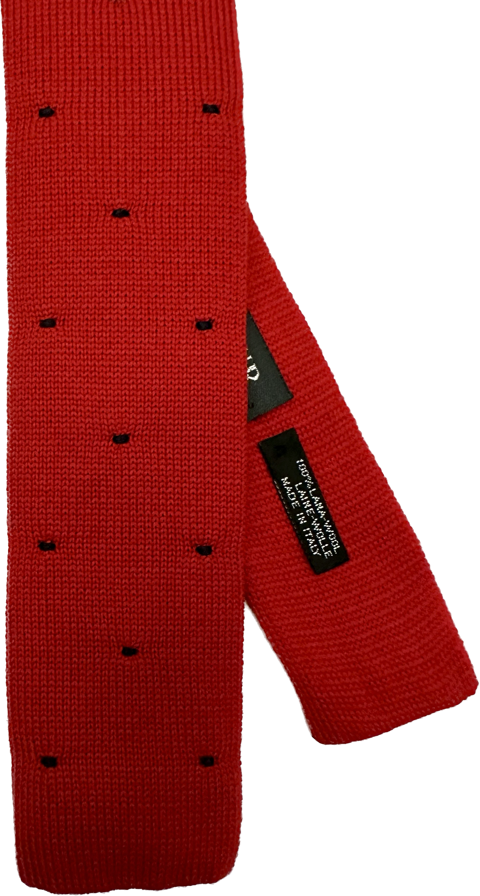 Cravatta lana rossa micro pois blu Monsieur