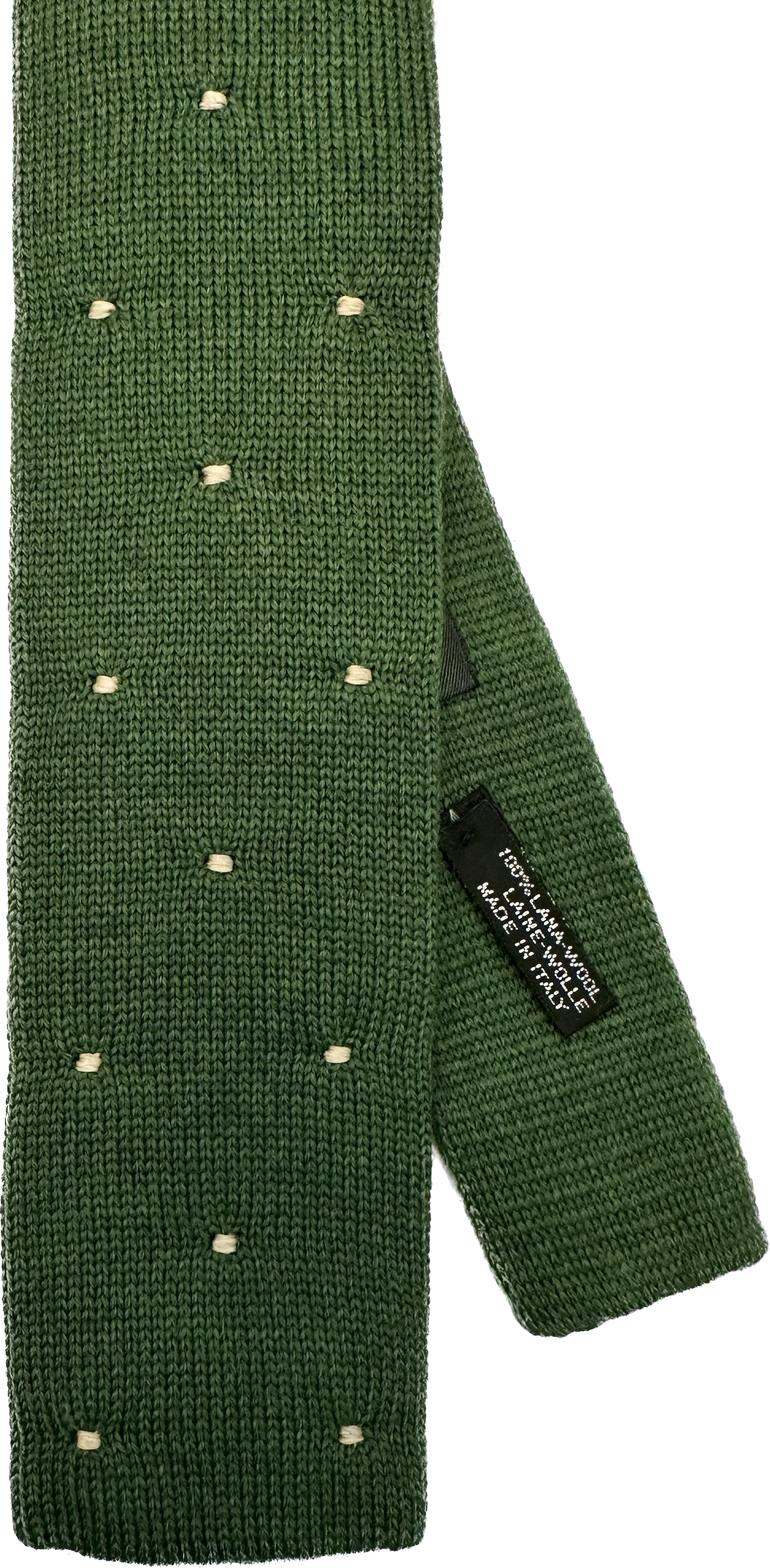 Cravatta lana verde micro pois avorio Monsieur