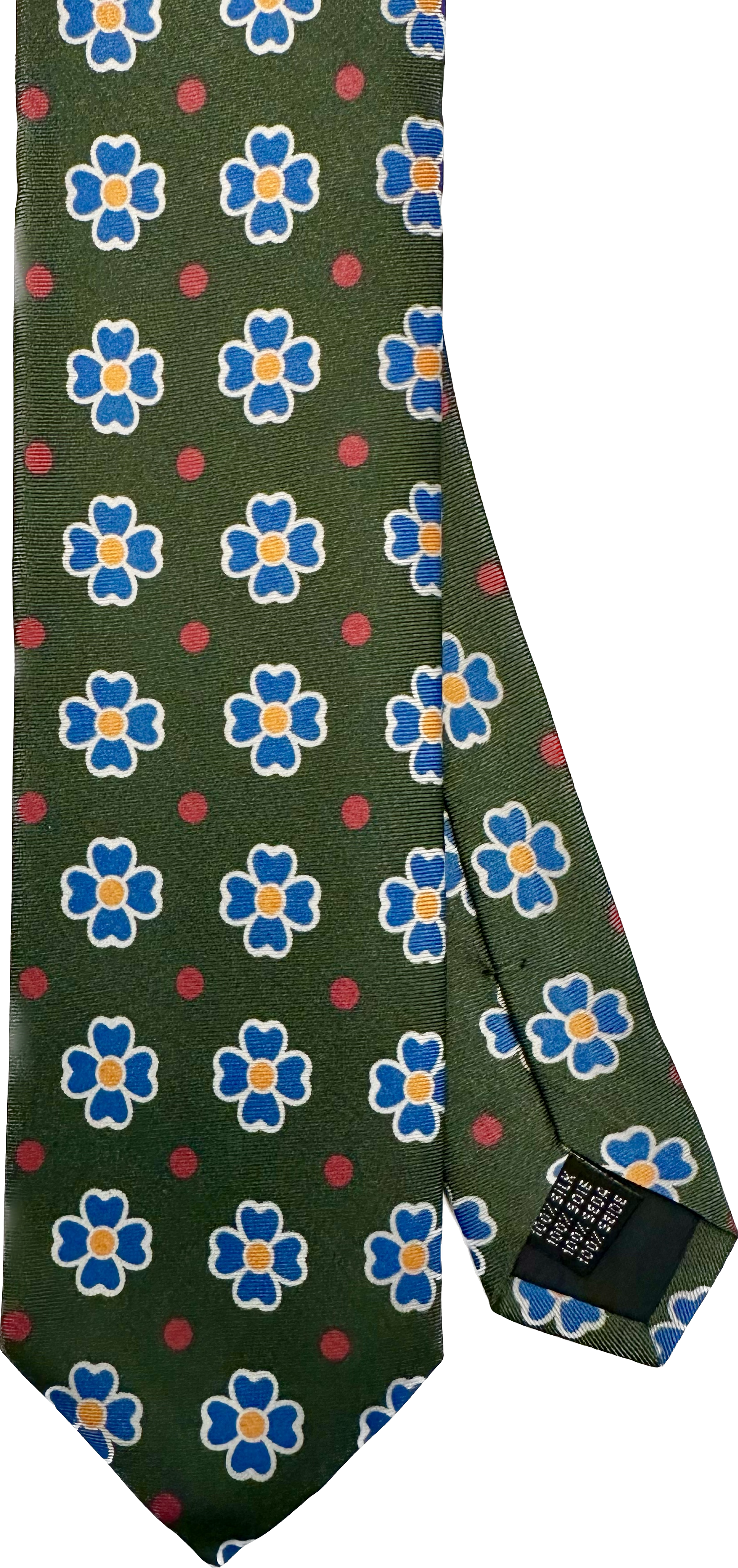 Cravatta seta fiore pois verde Monsieur