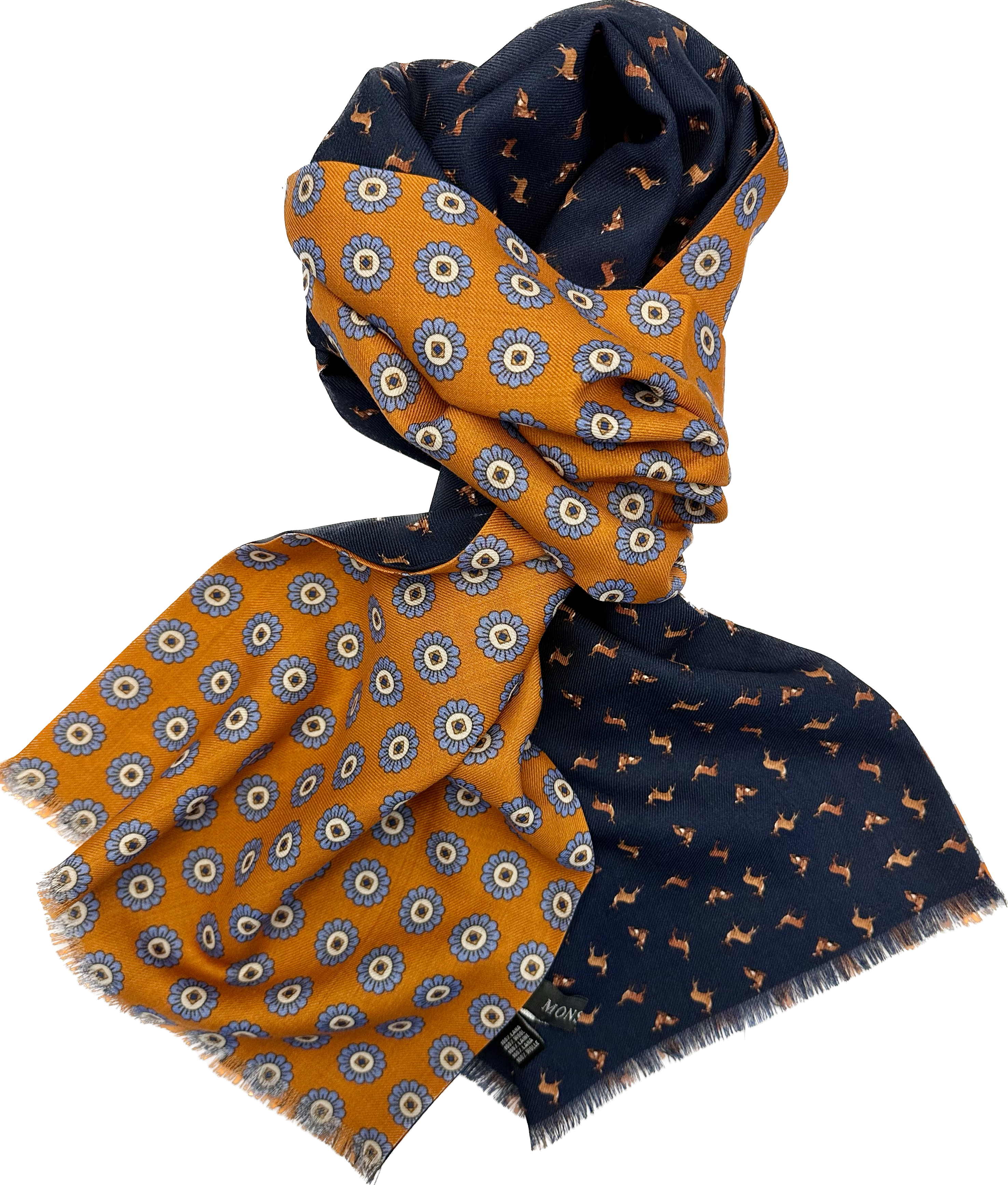 Sciarpa lana tubolare reversibile arancione renne Monsieur