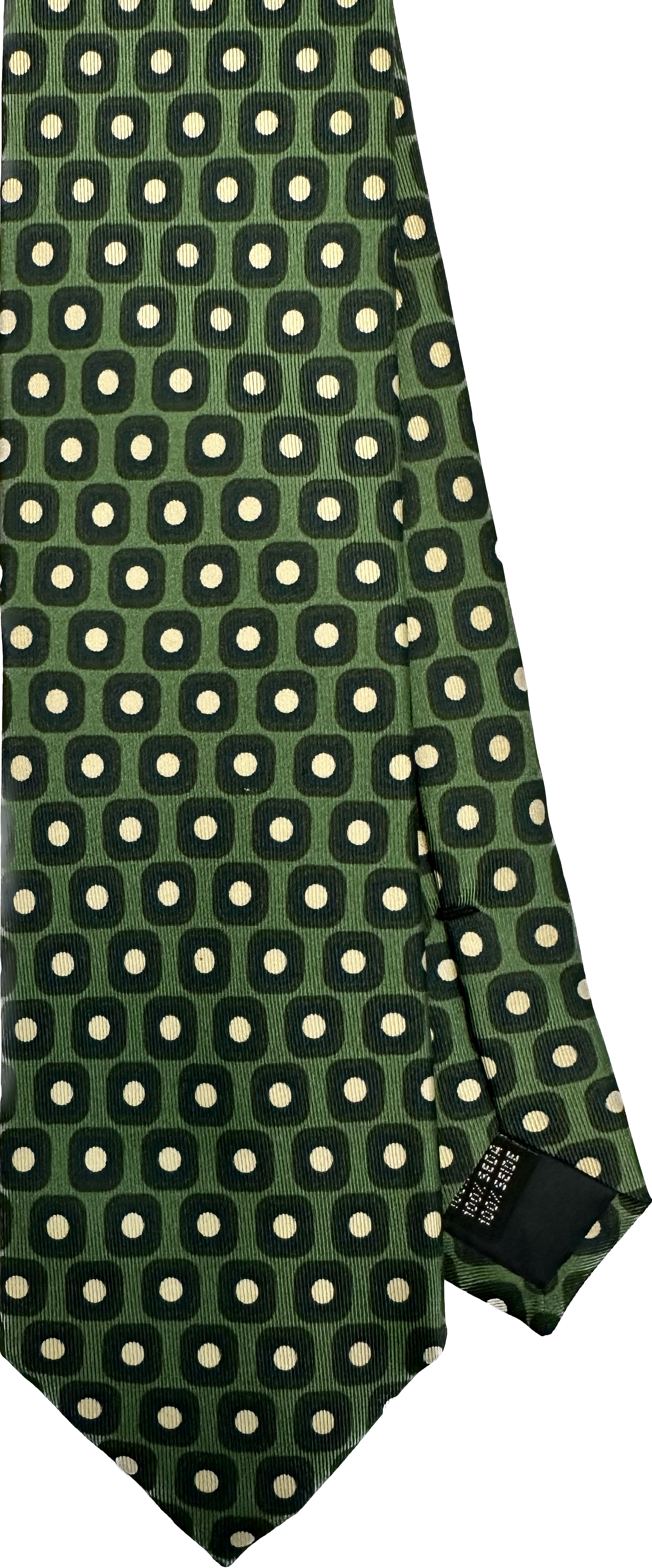 Cravatta seta fantasia geometrica verde Monsieur