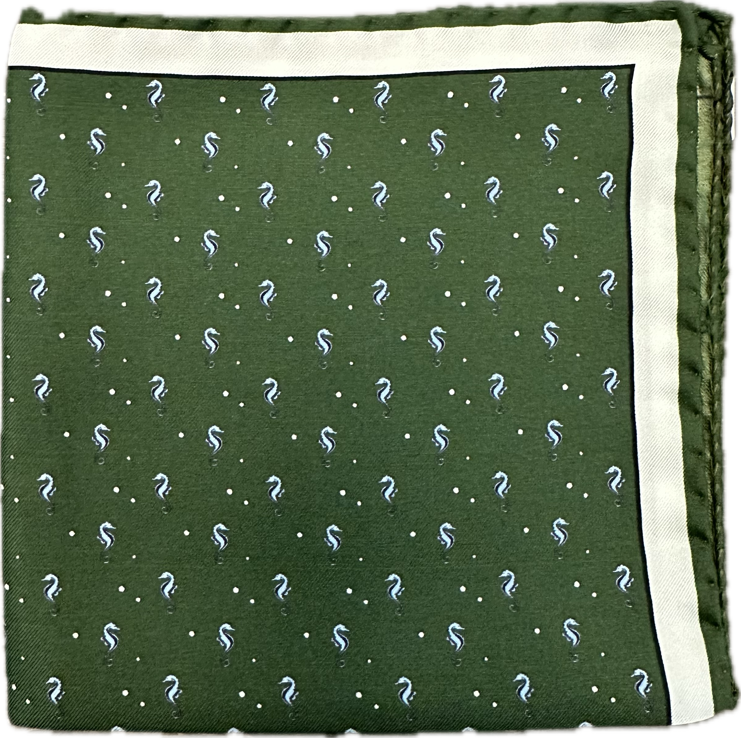 Pocket square cavalluccio marino verde seta Fefè