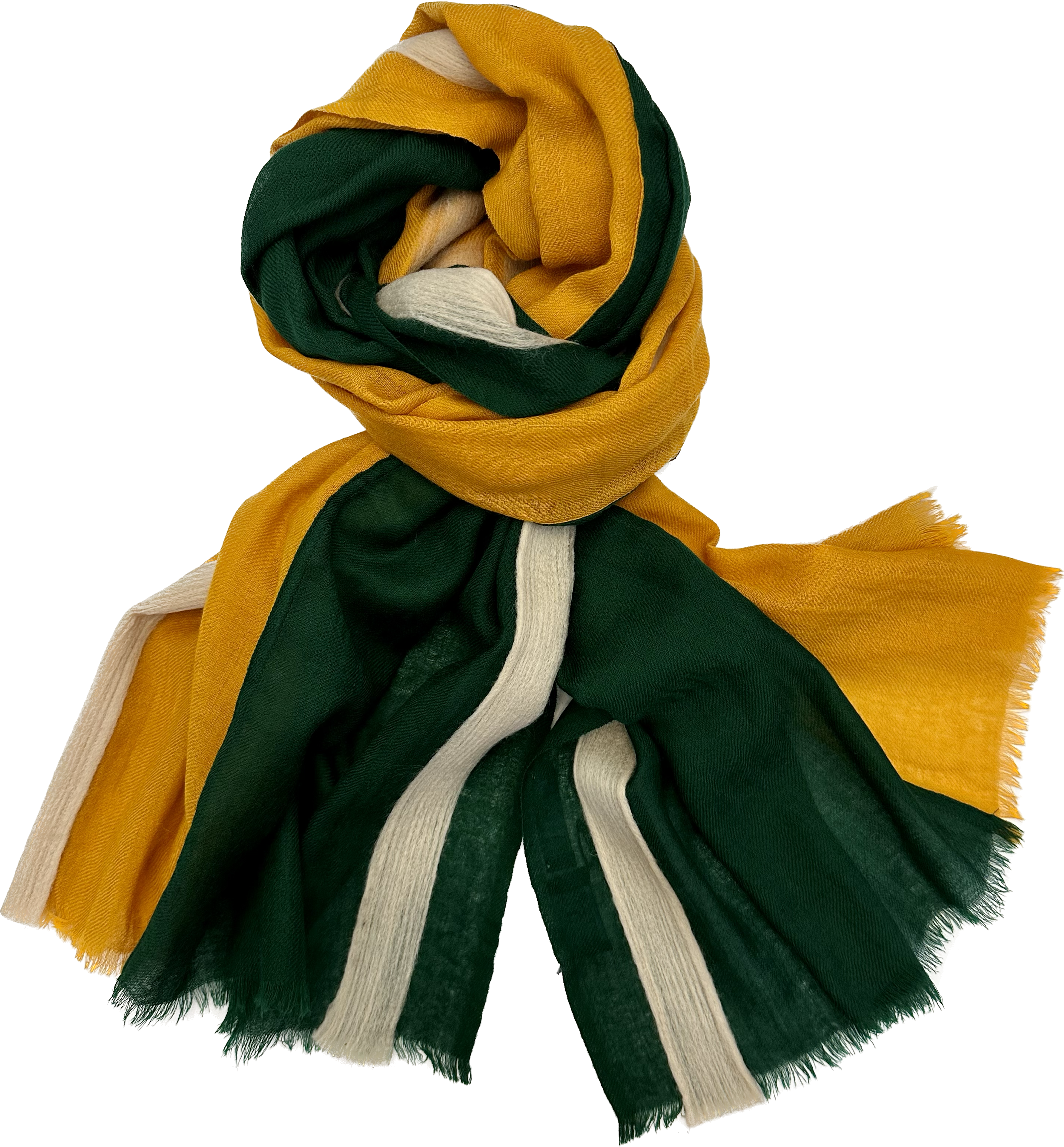 Sciarpa lana doppio colore agugliata verde gialla Franco Bassi