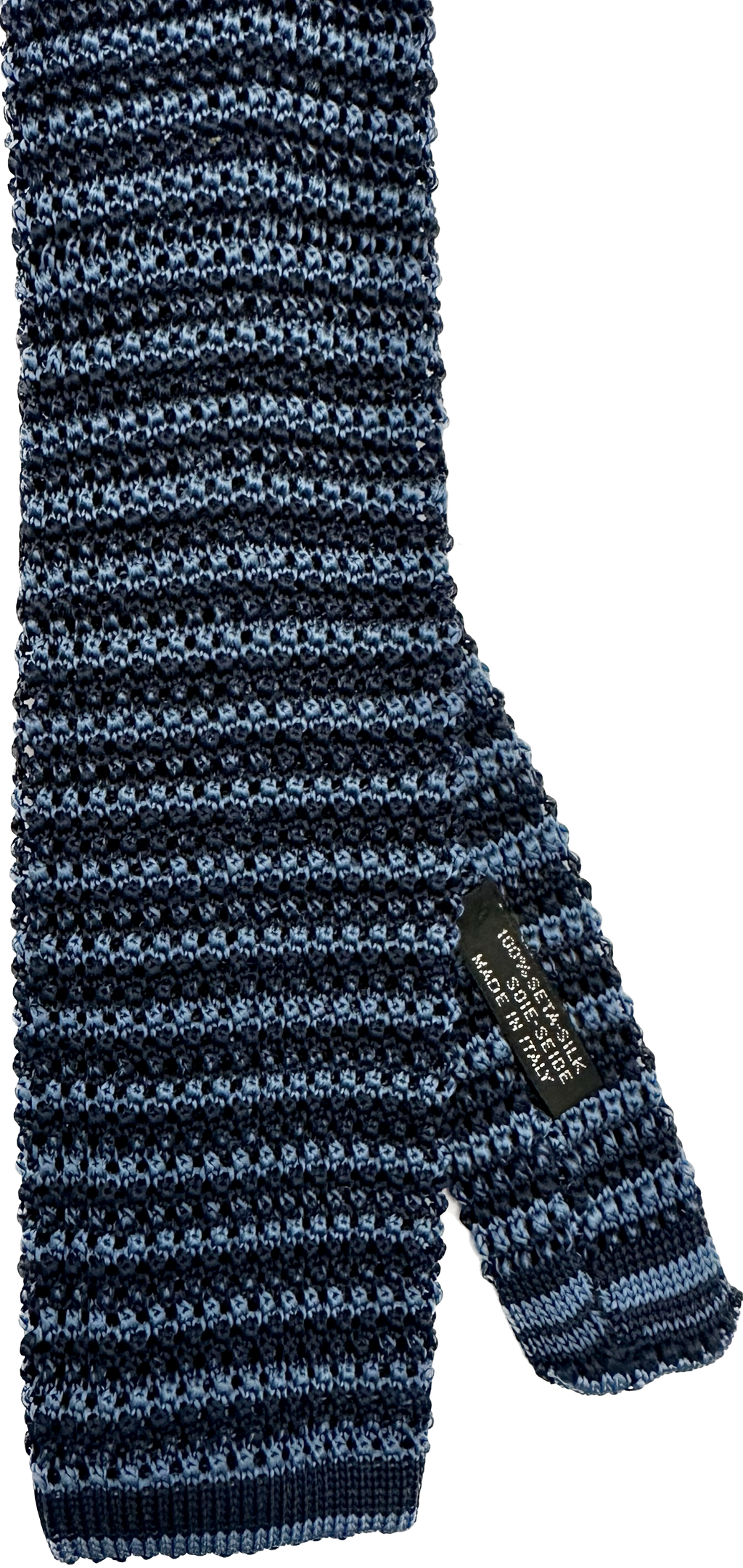 Cravatta In Seta Lavorata - Colore Blu/Grigio, Taglio Classico, Lunga 150 Cm, Larga 8 Cm, Senza Marchio - 4