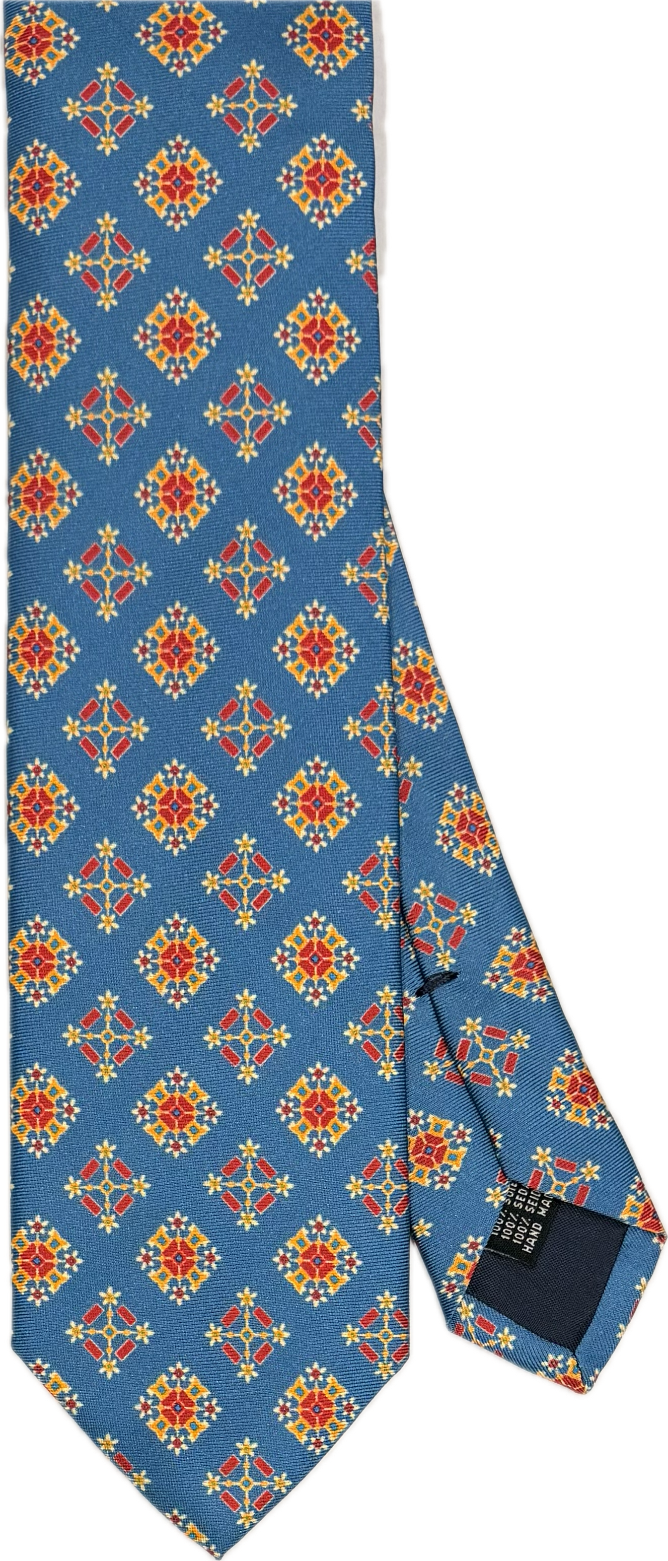 Cravatta seta neptune fantasia gialla rossa Monsieur