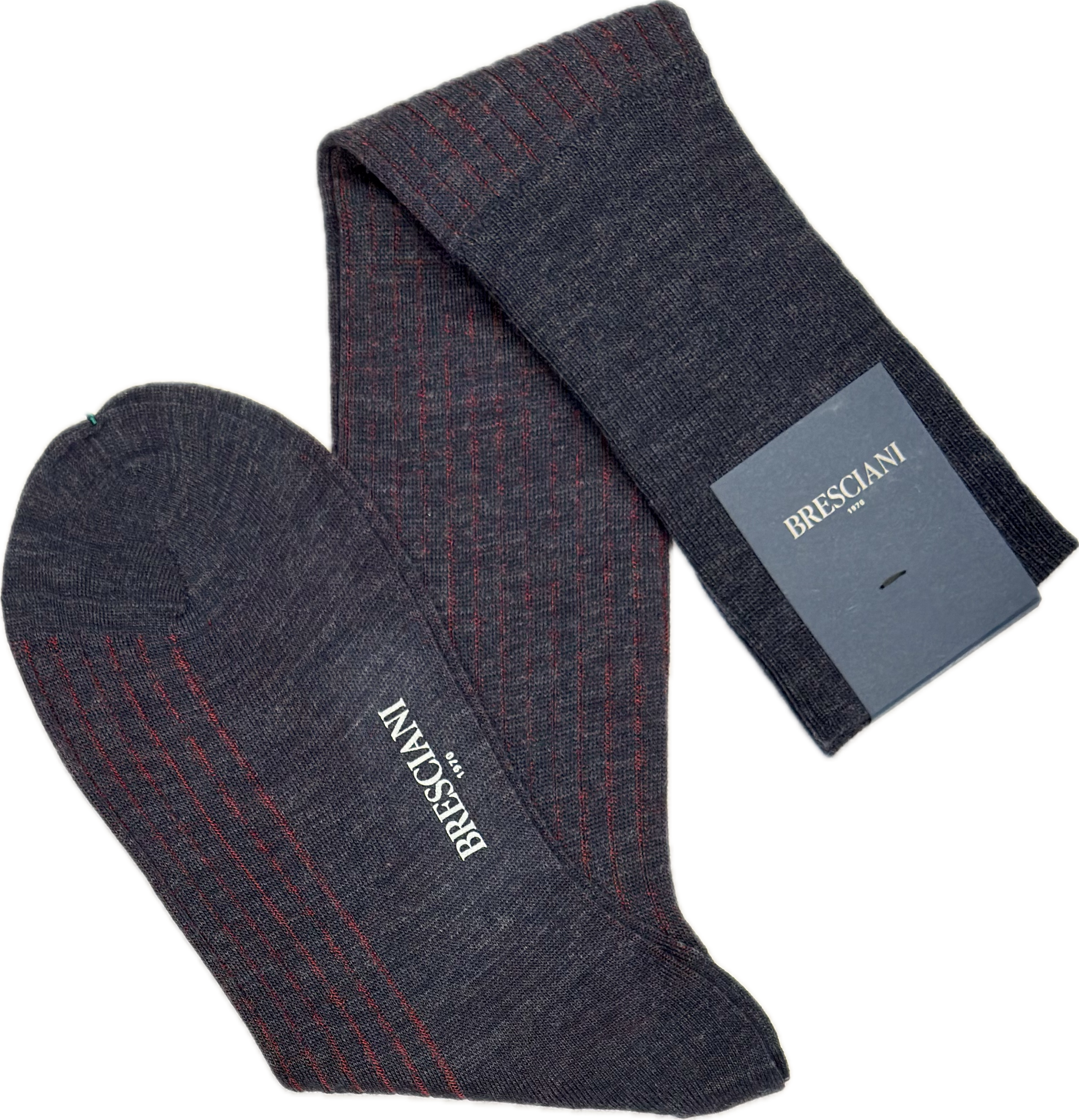 Calze lana vanisè abisso melange granata Bresciani