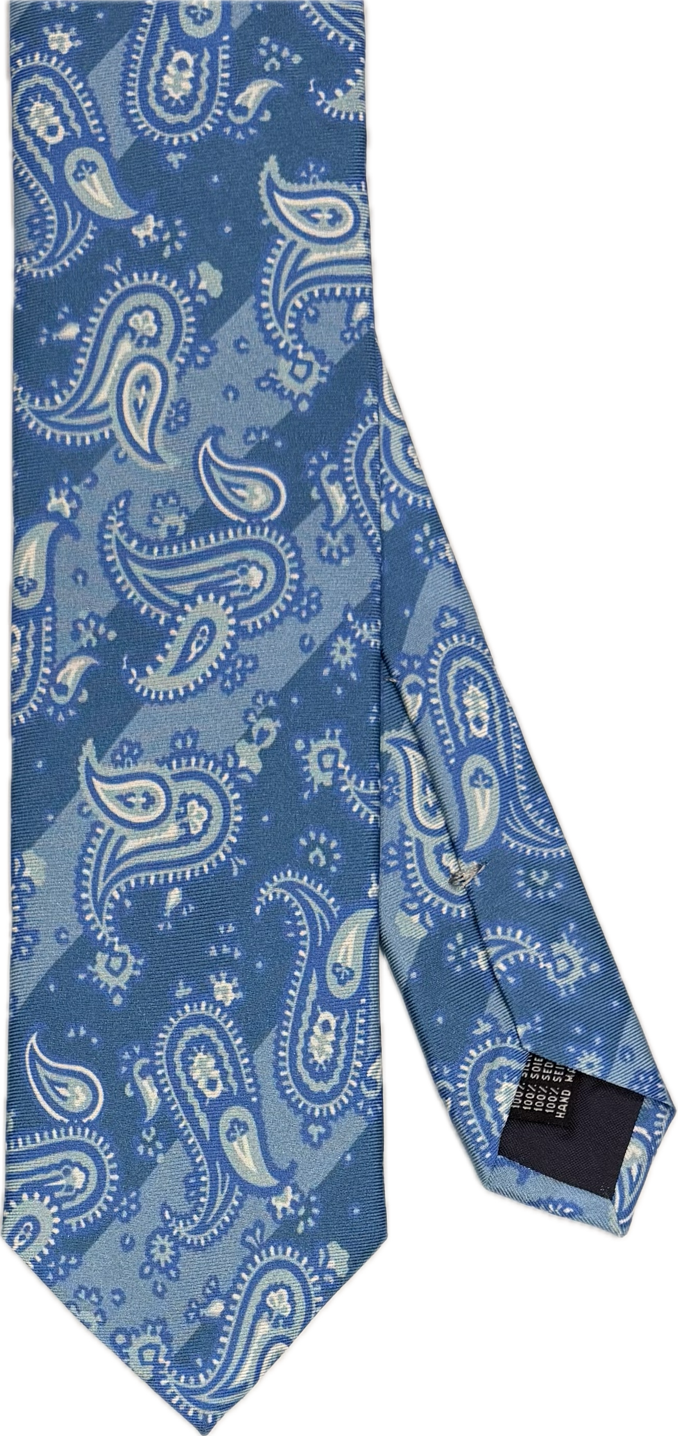 Cravatta seta fantasia regimental paisley light blue Monsieur