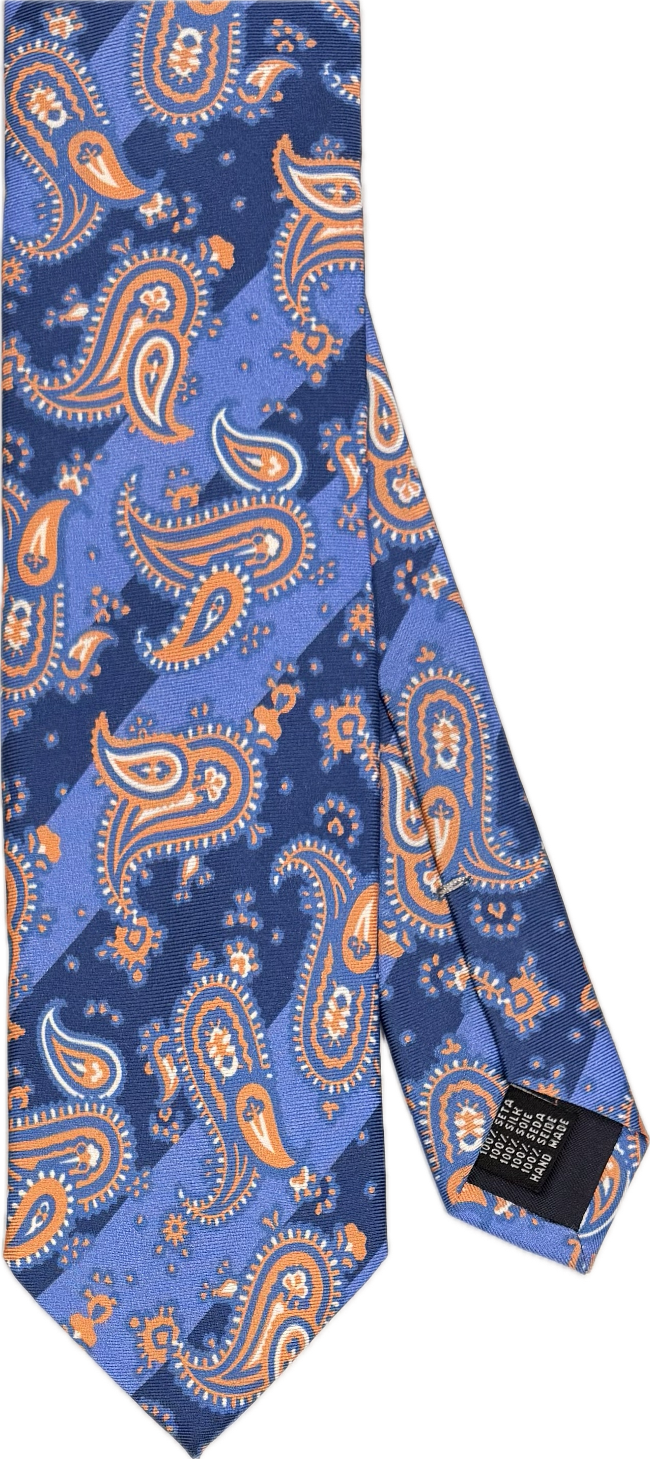 Cravatta seta fantasia regimental paisley blu Monsieur