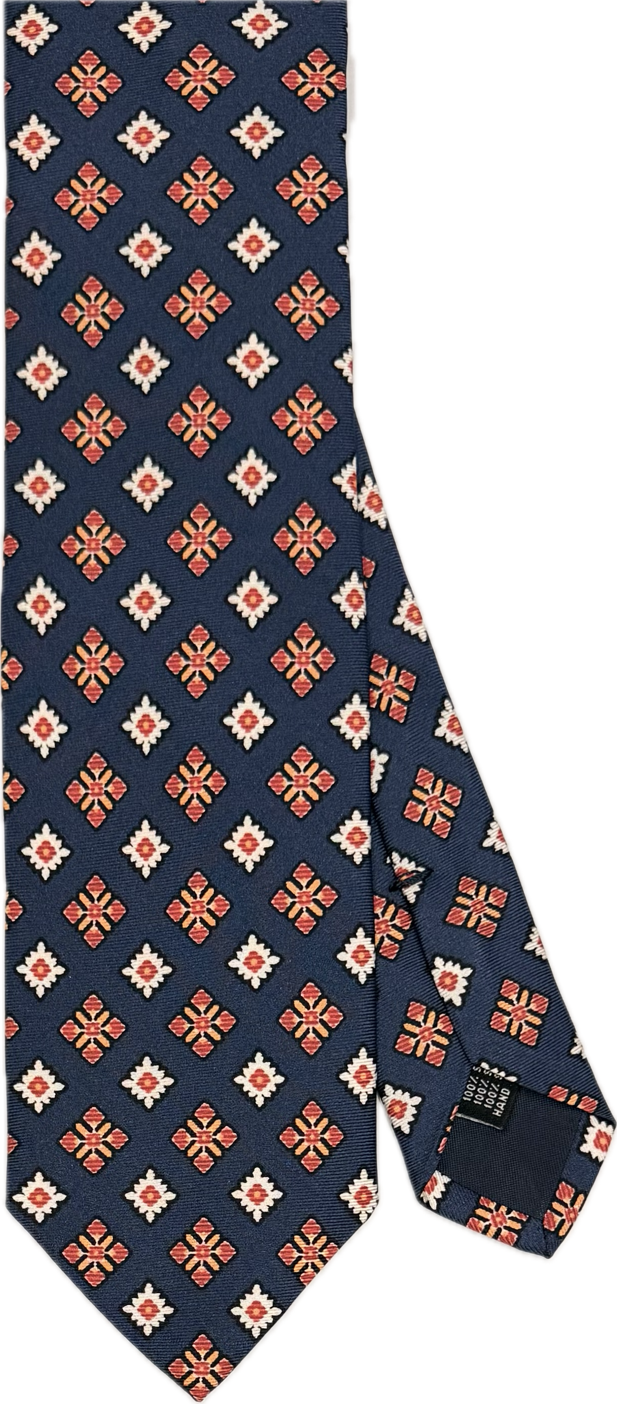 Cravatta seta navy fantasia rombi rossi Monsieur