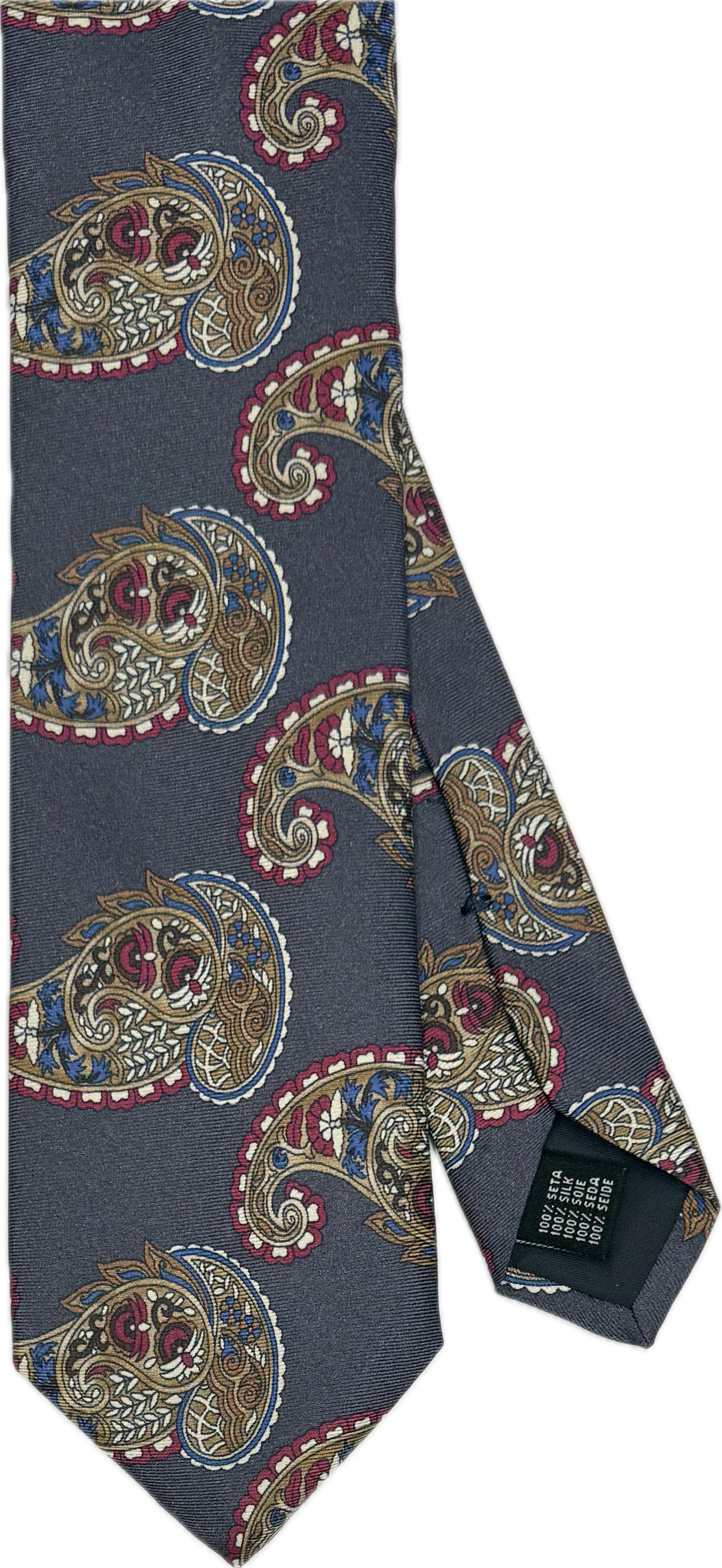 Cravatta seta grigia fantasia big paisley Monsieur