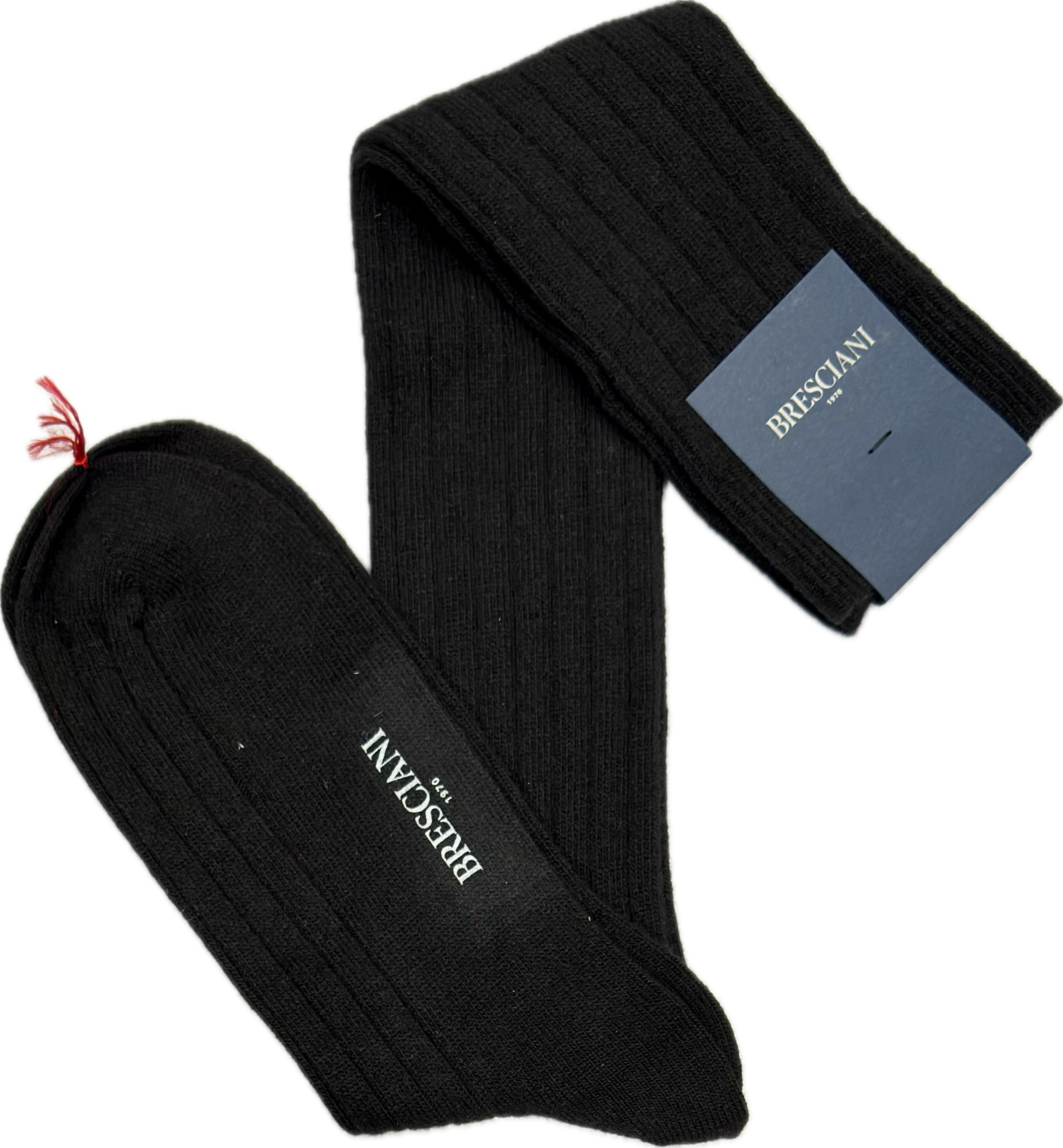 Calze lana e cashmere tinta unita nero Bresciani