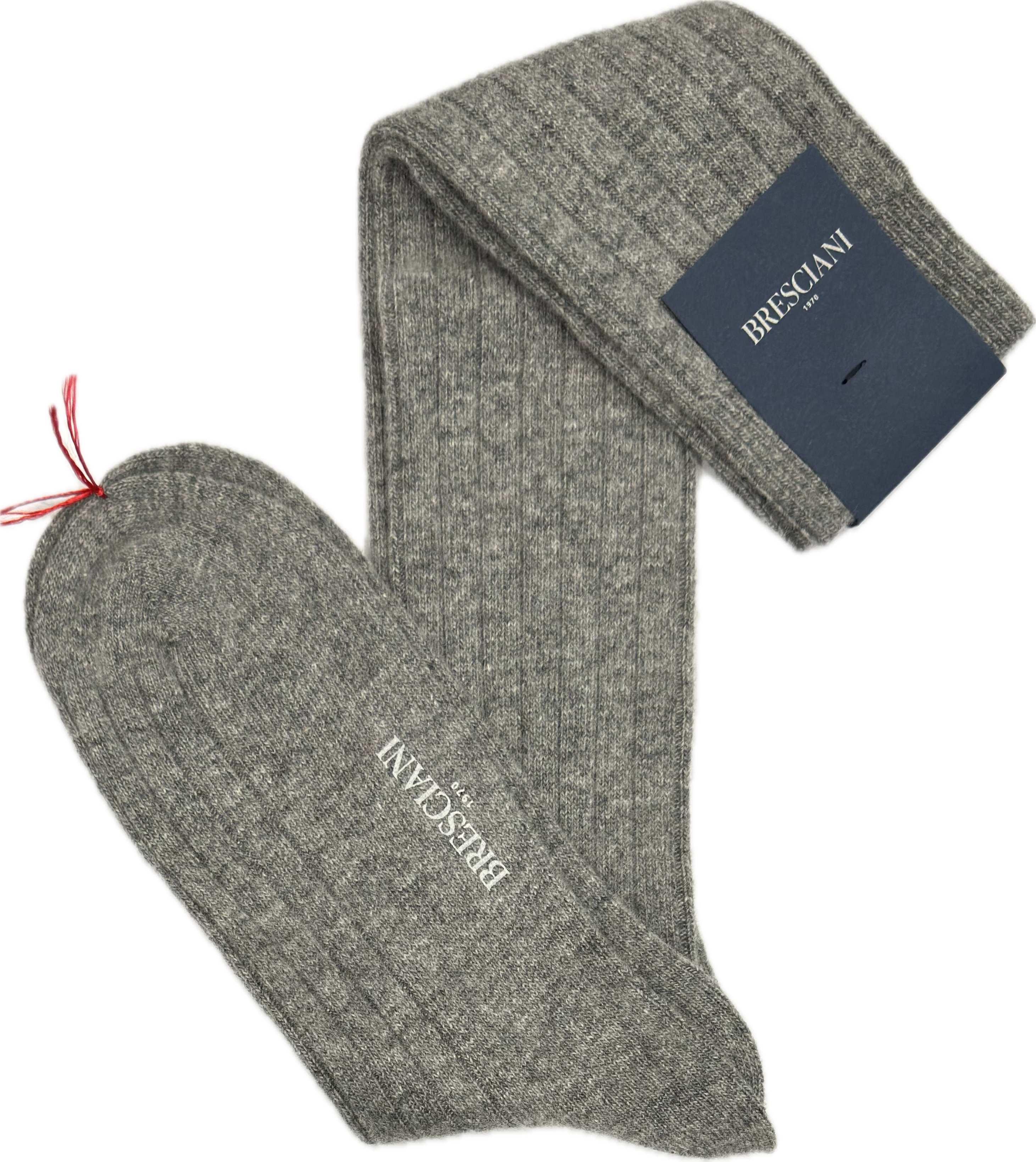 Calze lana e cashmere tinta unita grigio medio Bresciani