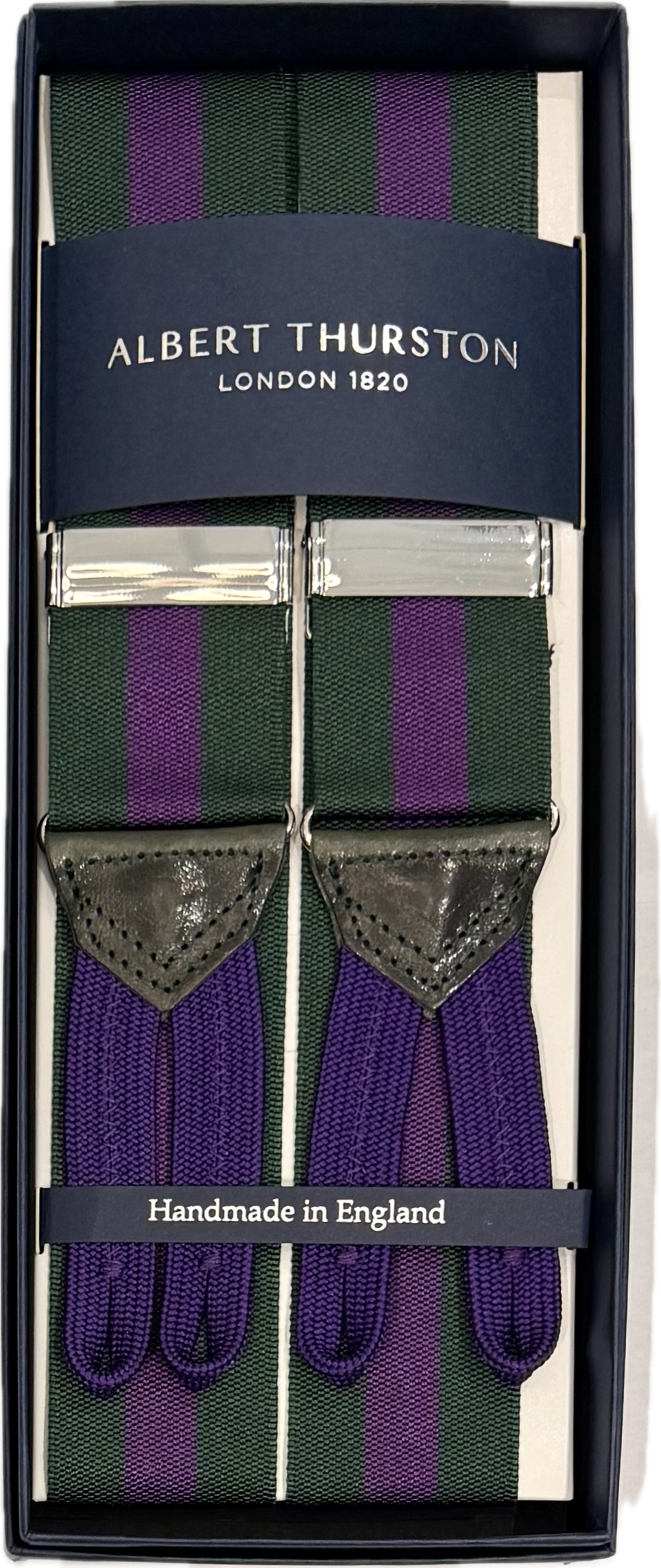 Bretelle barathea regimental viola verde Wimbledon Albert Thurston