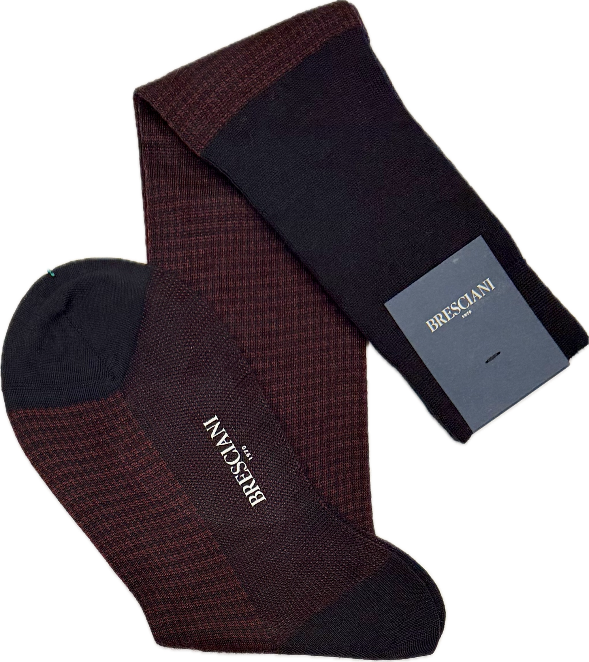 Calze lana pied de poule blu bordeaux Bresciani