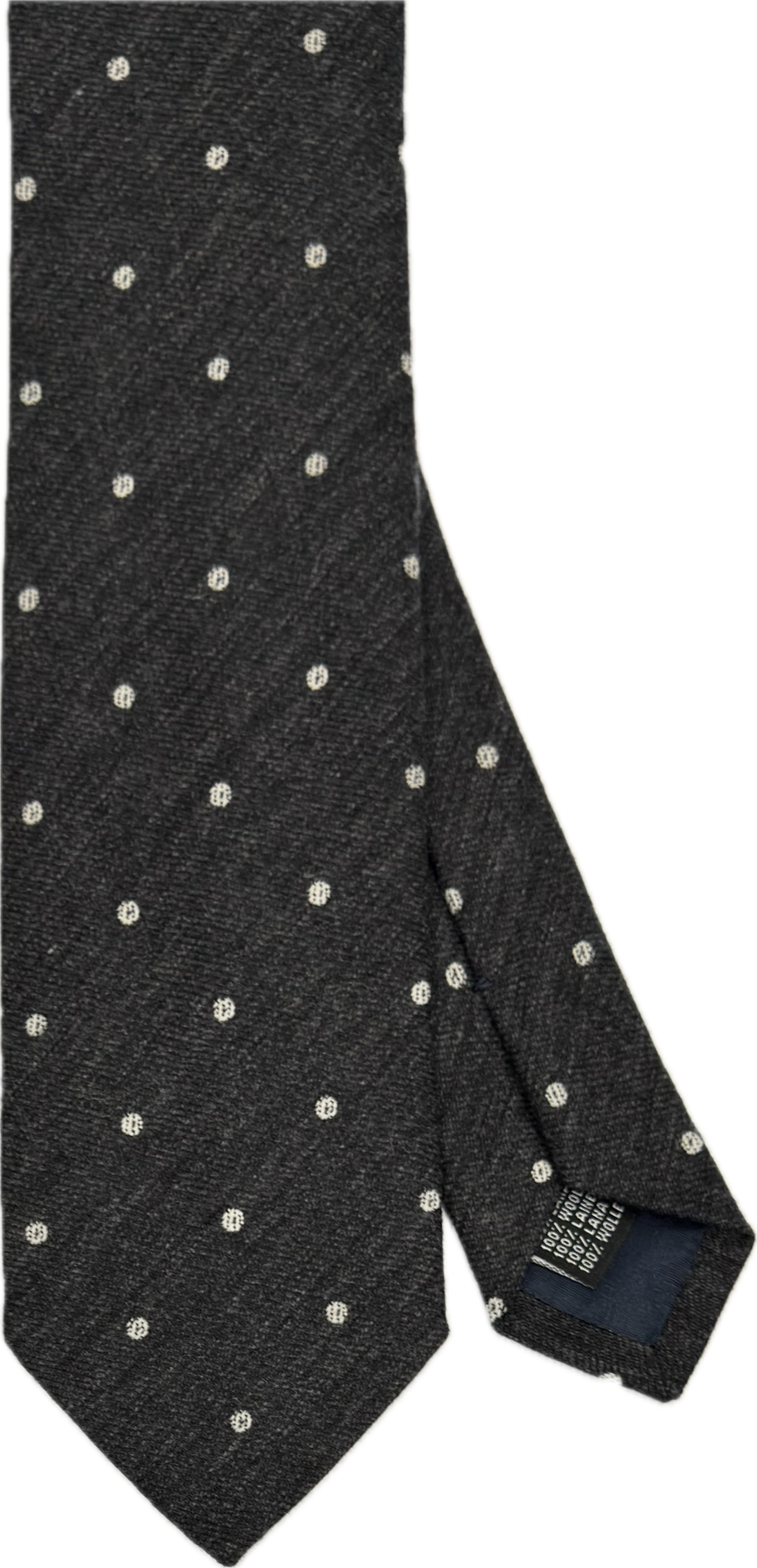 Cravatta lana grigia scura pois perla Monsieur