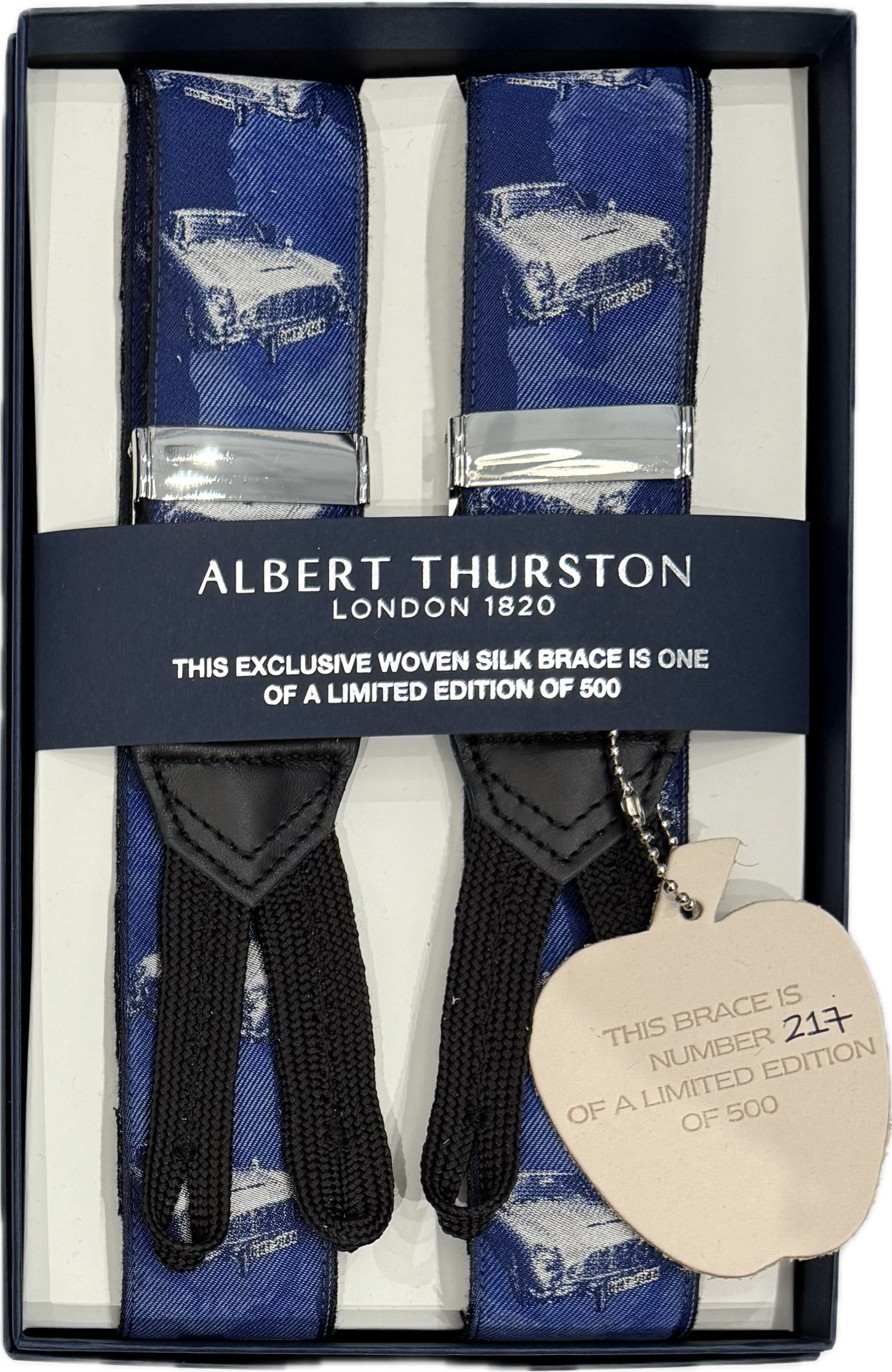 Bretelle woven silk "Bond car" Limited Edition Albert Thurston