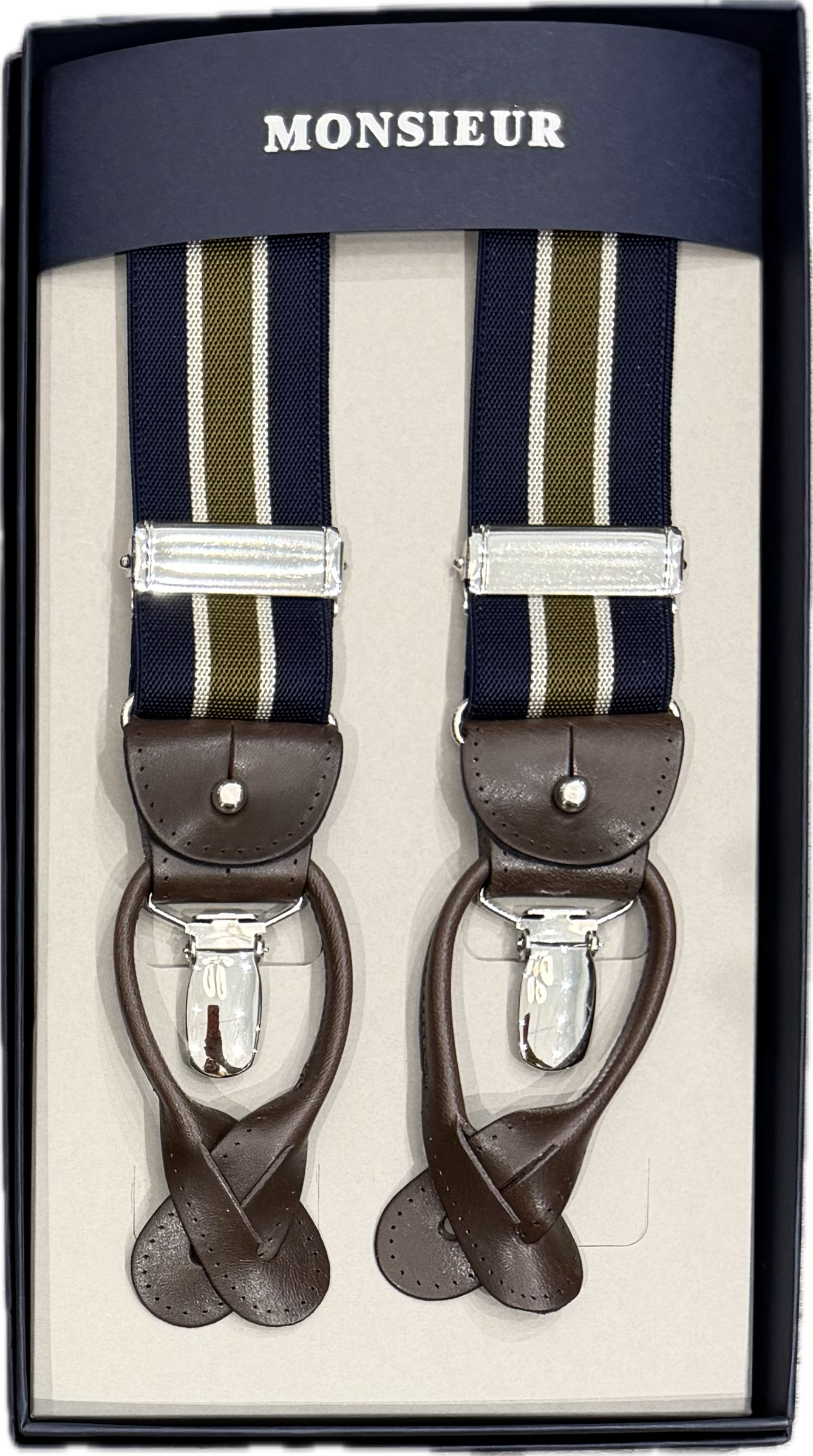 Bretelle regimental blu verde oliva Monsieur