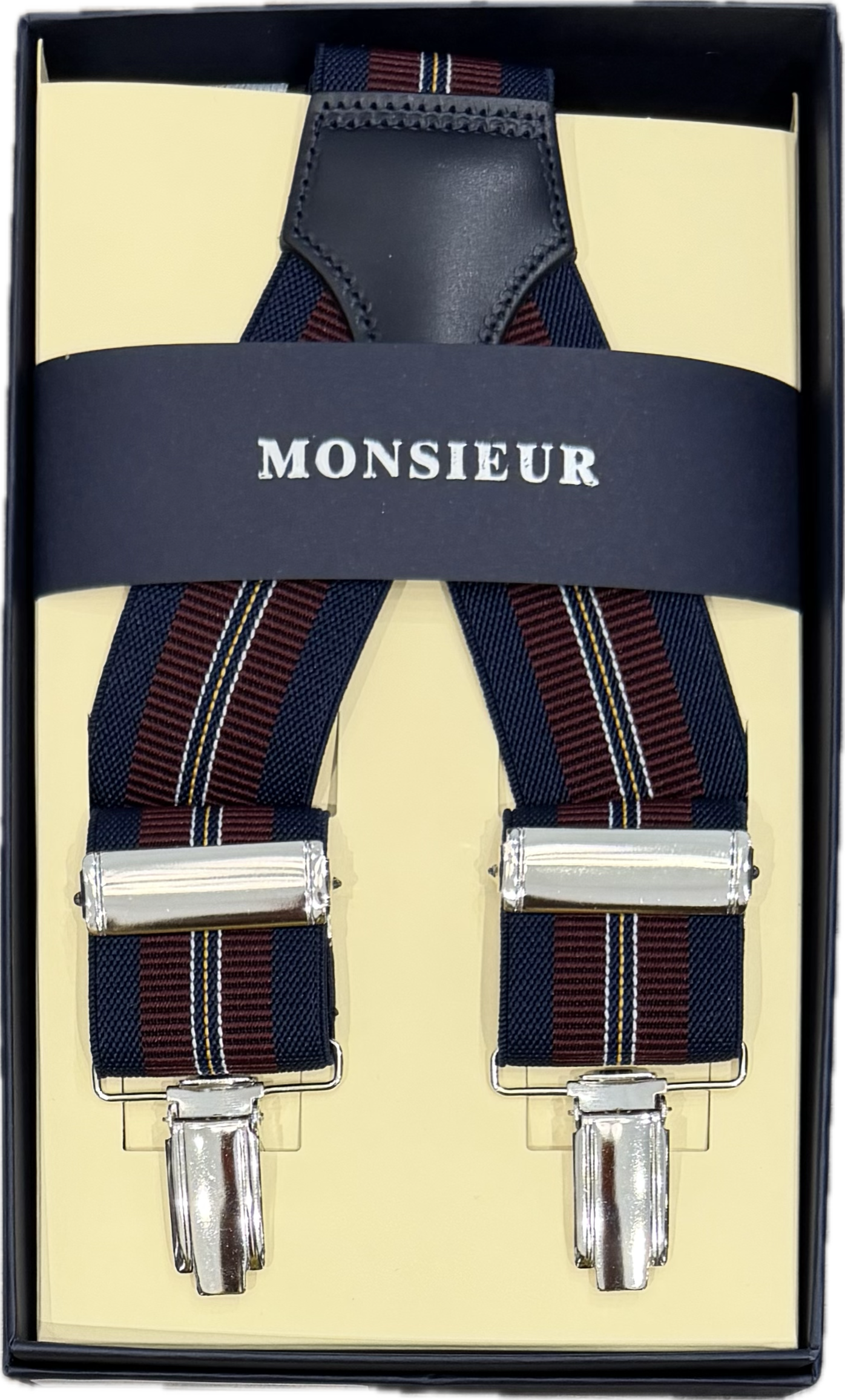 Bretelle elastico clip regimental bordeaux navy Monsieur