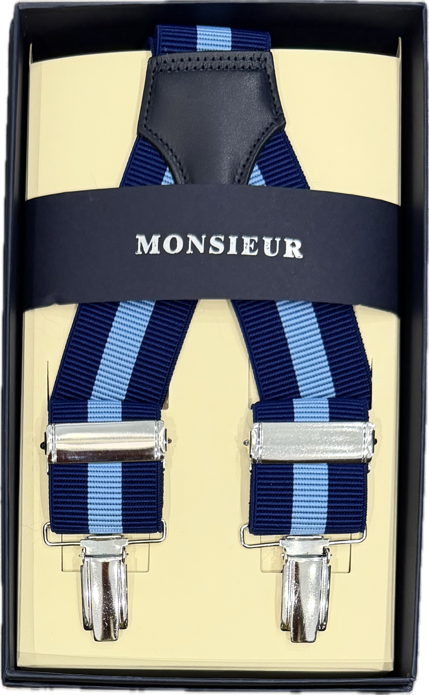 Bretelle elastico clip regimental royal azzurro Monsieur