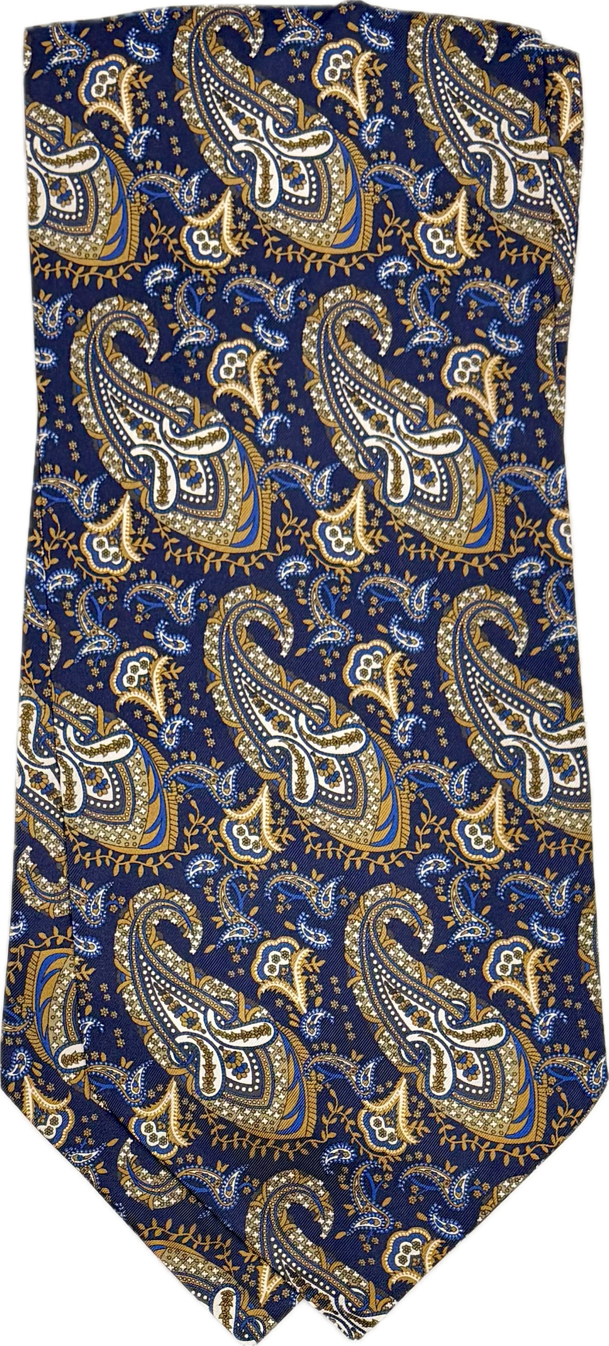 Ascot silk tie fantasia big paisley blu royal beige Monsieur