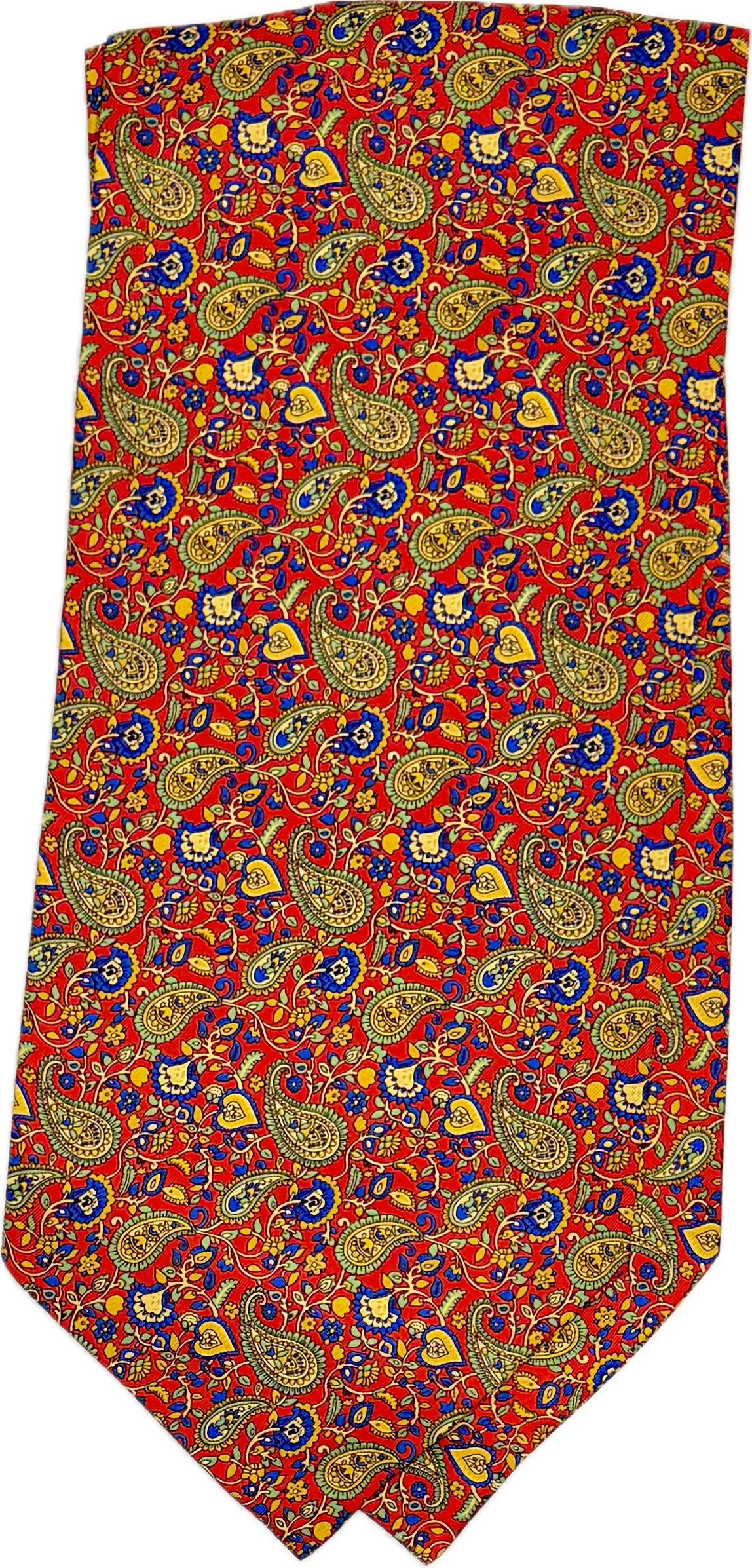 Ascot silk tie fantasia paisley flower rosso blu giallo verdino Monsieur