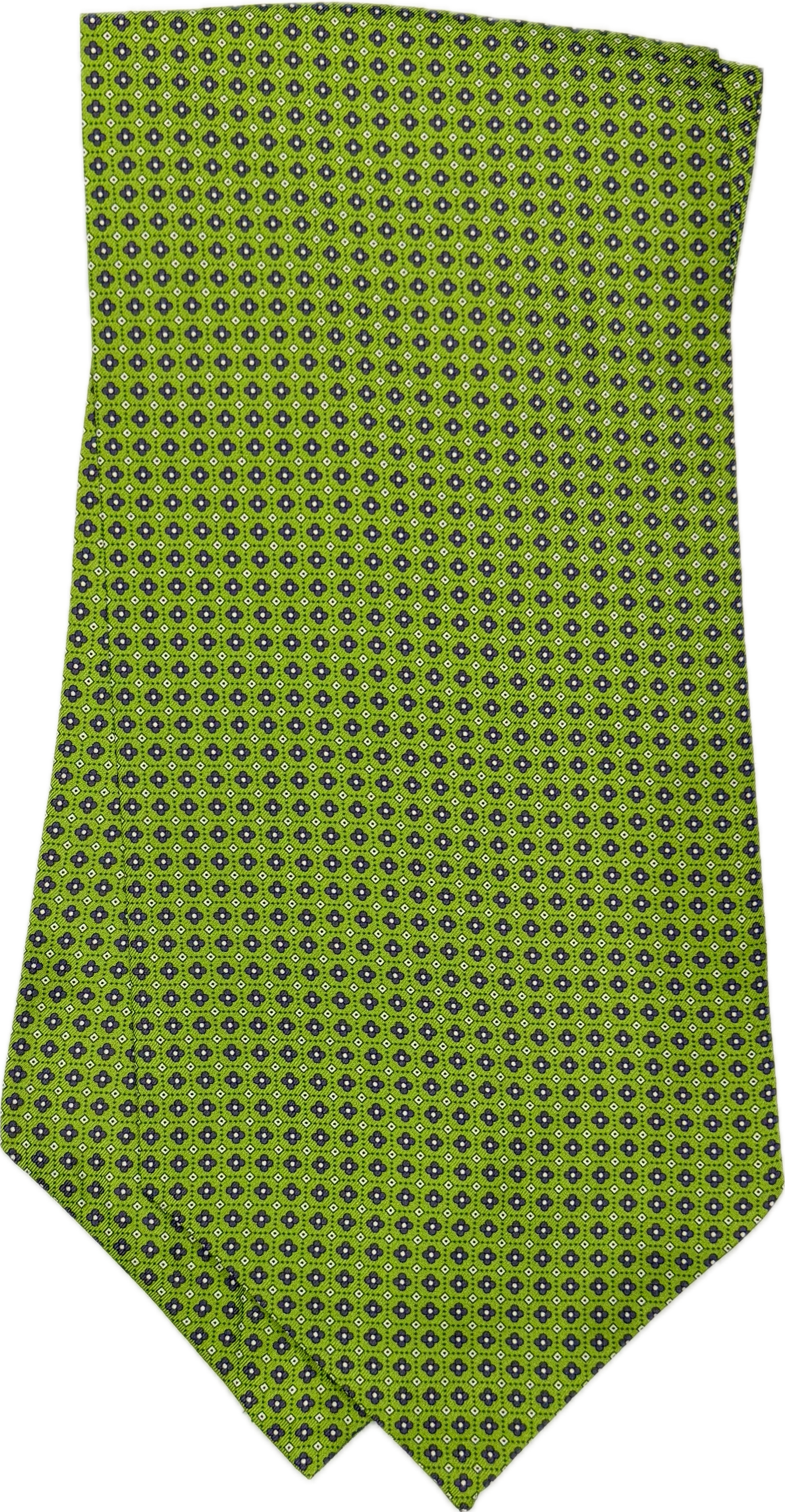 Ascot silk tie fantasia micro fiorellino verde grigio Monsieur